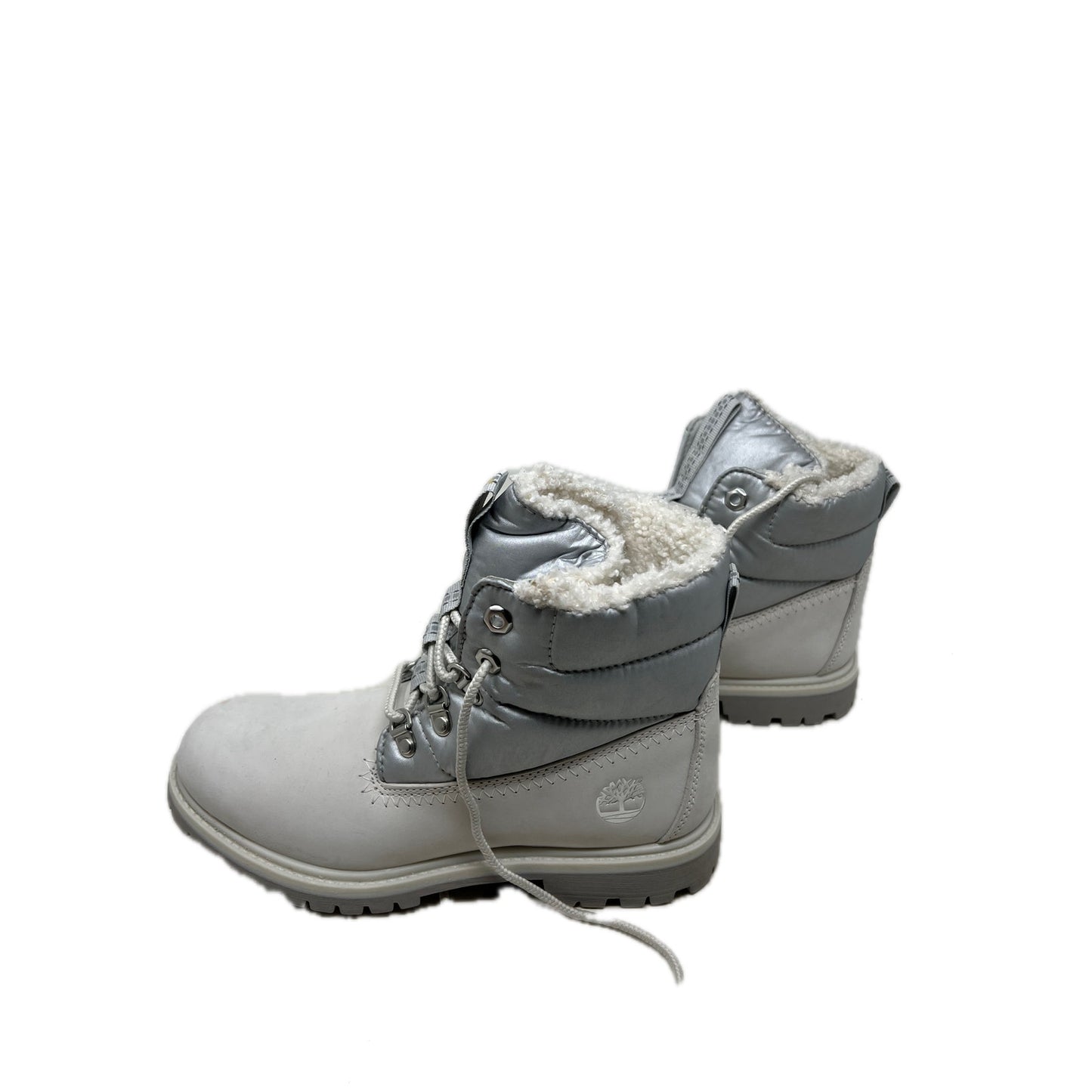 Timberland High Boot 6" Puffer White Silver Boots Womans 6.5