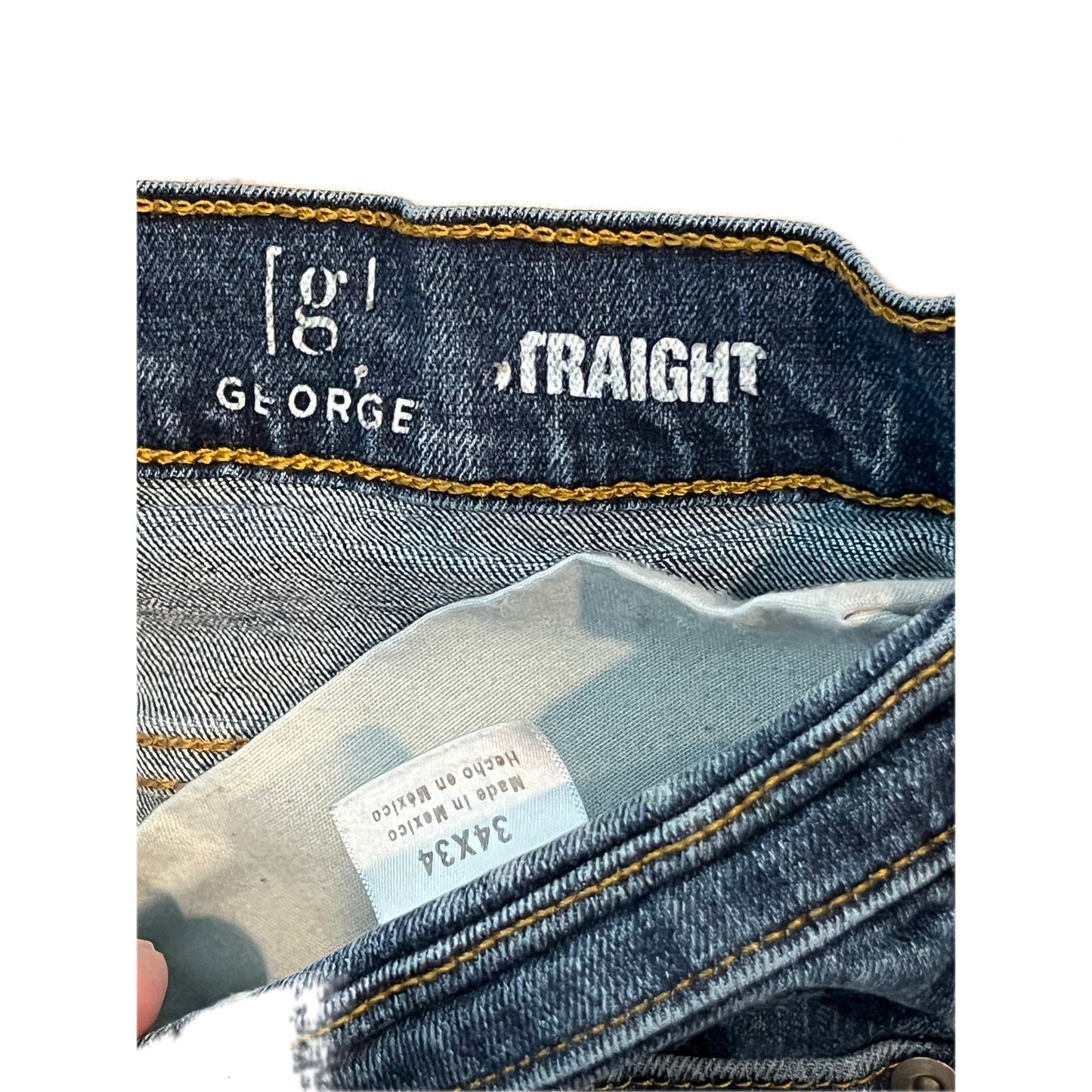 George Blue Straight Jeans Mens 34x34