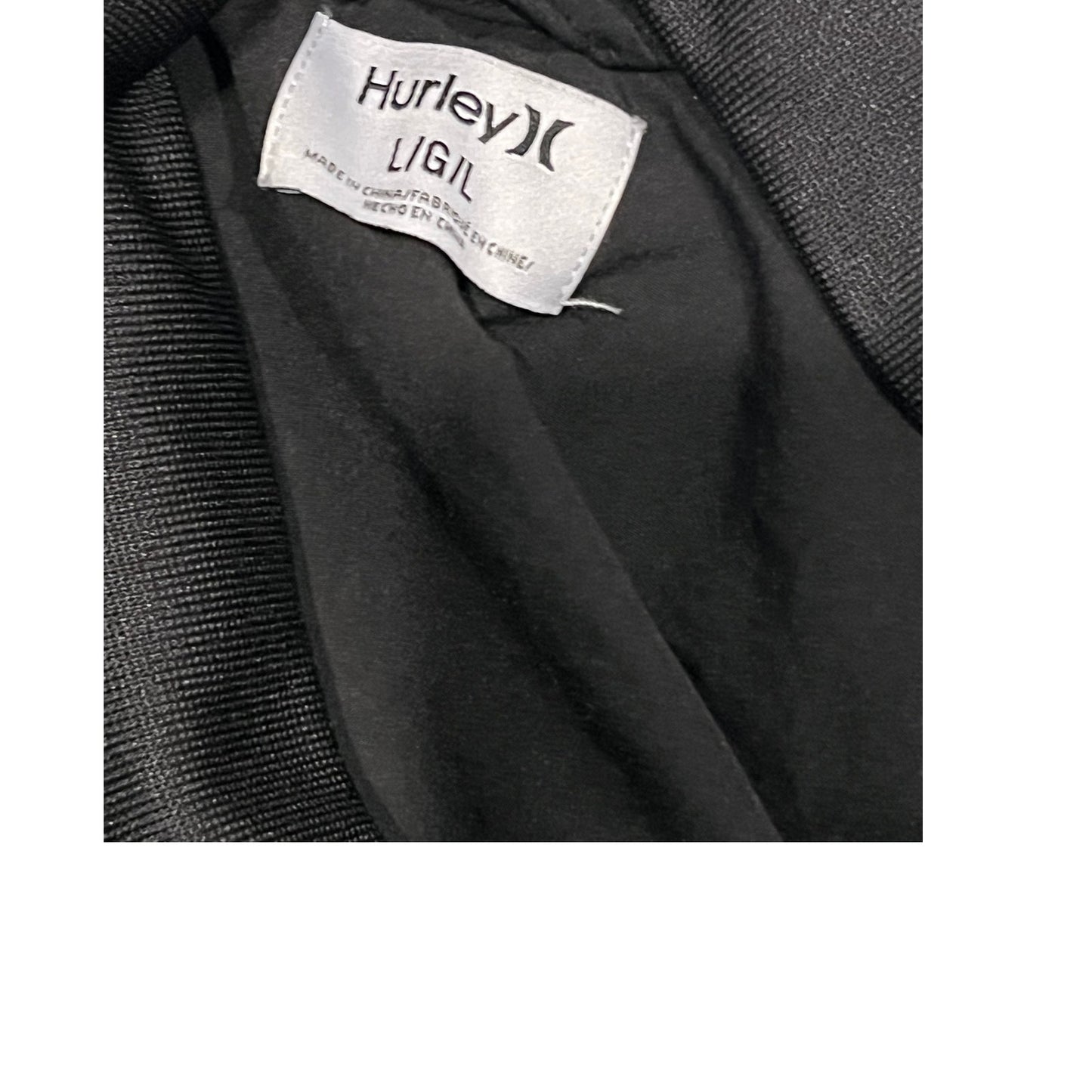 Hurley Cortavientos Negro Cremallera Completa para Hombre Talla L