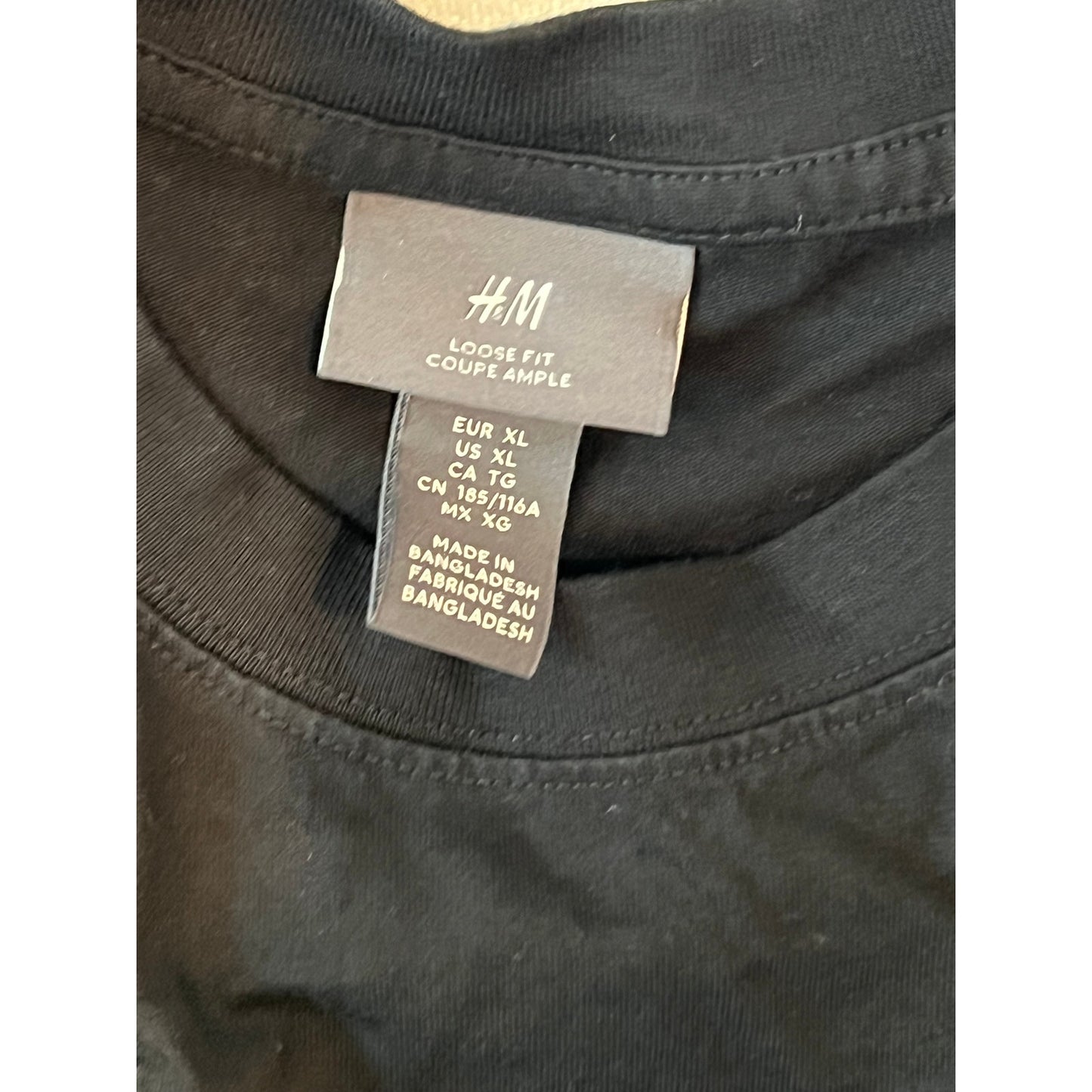 H&M Soho London Thick Loose Fit Black T-Shirt Mens L