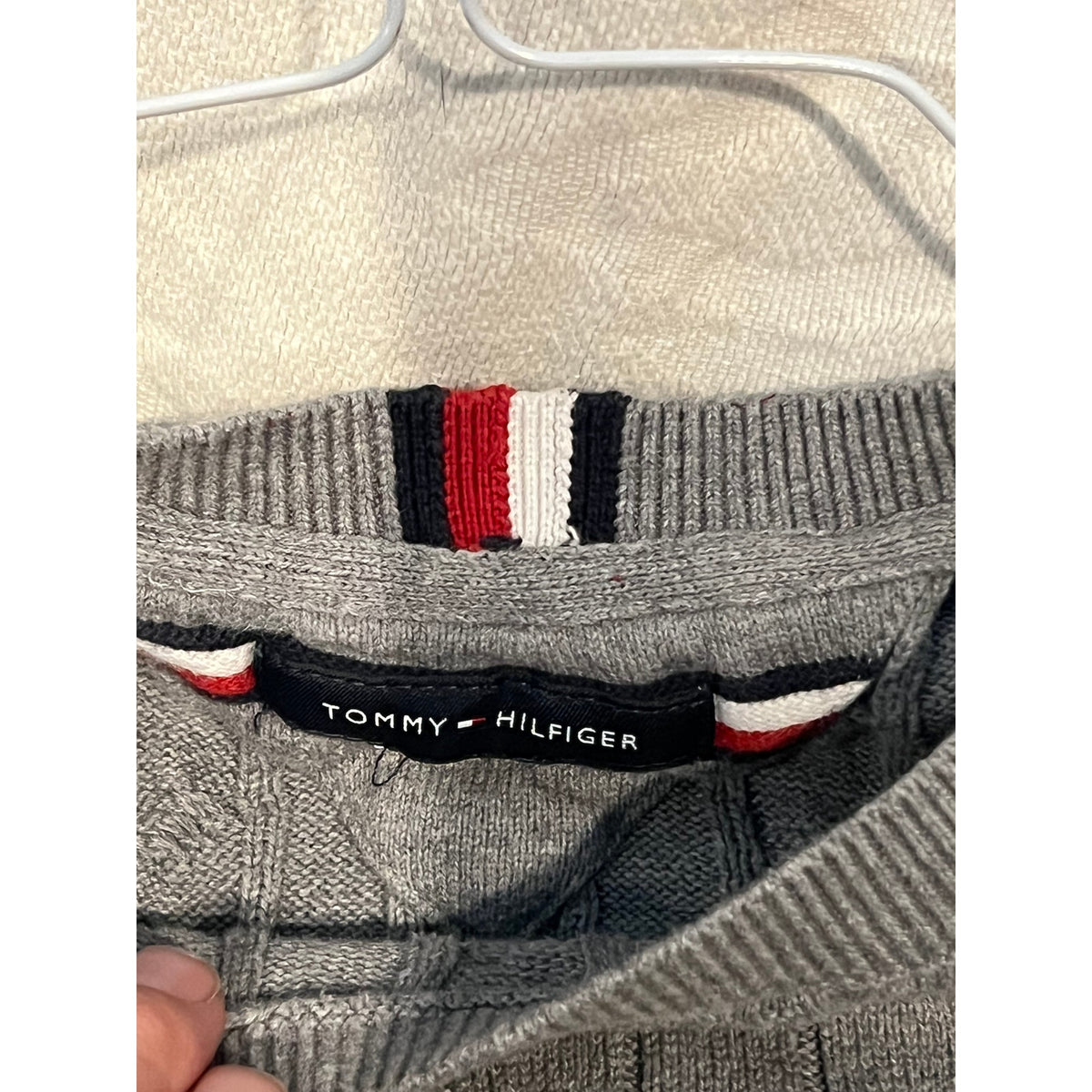 Tommy Hilfiger Gray Knit Crewneck Sweater Mens Medium