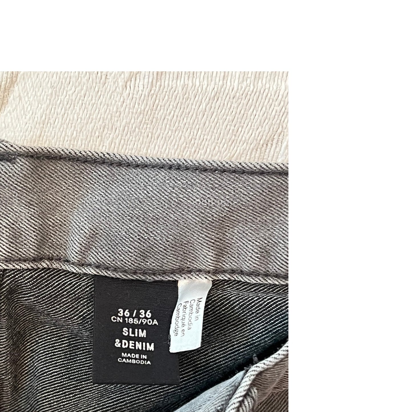 &Denim Black Straight Leg Jeans Mens 36x36