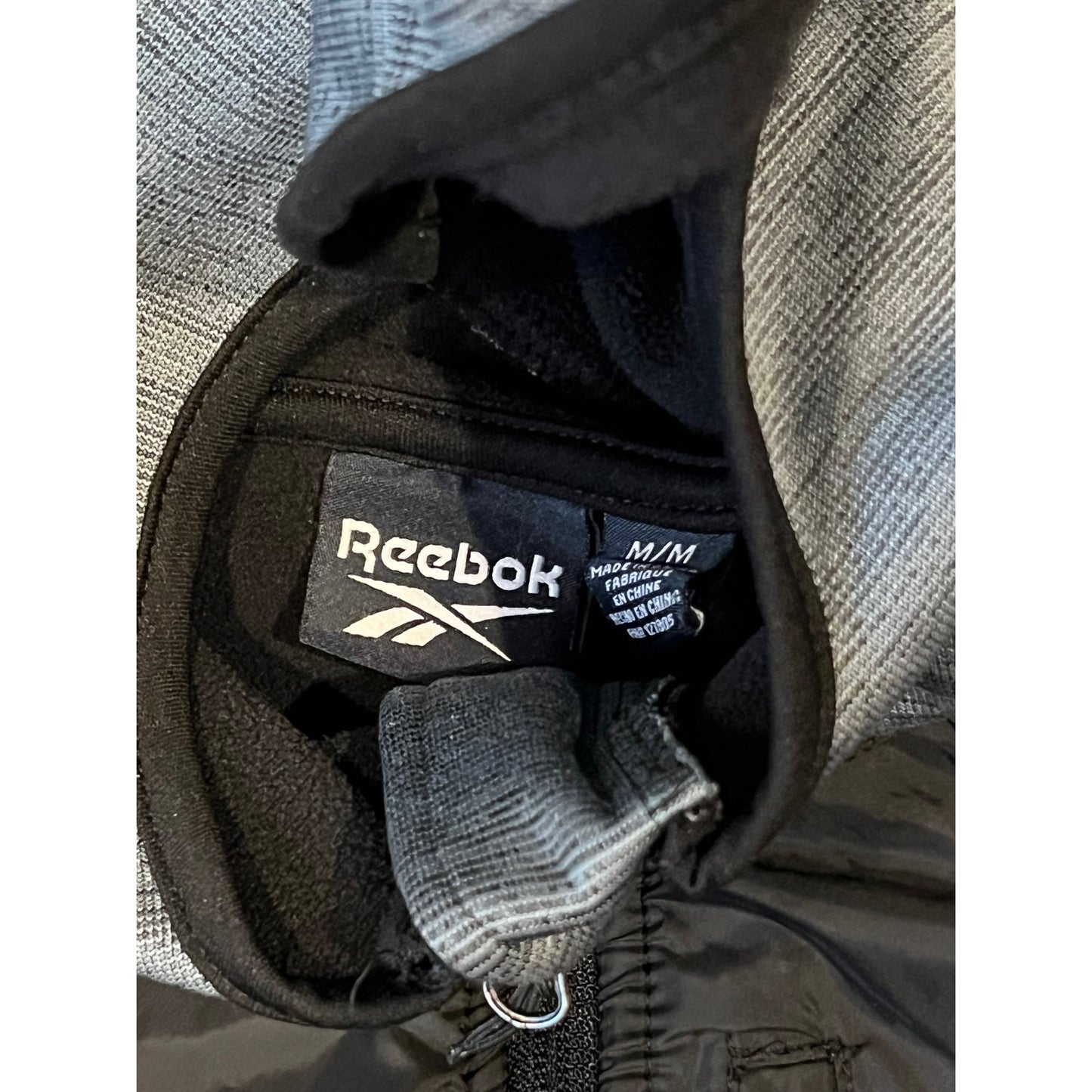 Reebok Gray Black Full Zip Hoodie Mens M