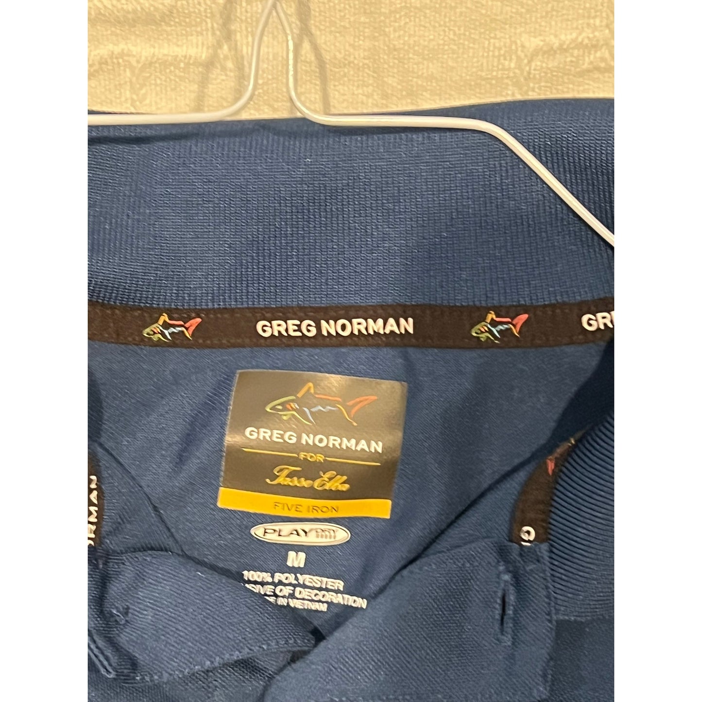 Blue Greg Norman Five Iron Play Golf Shirt Mens Medium