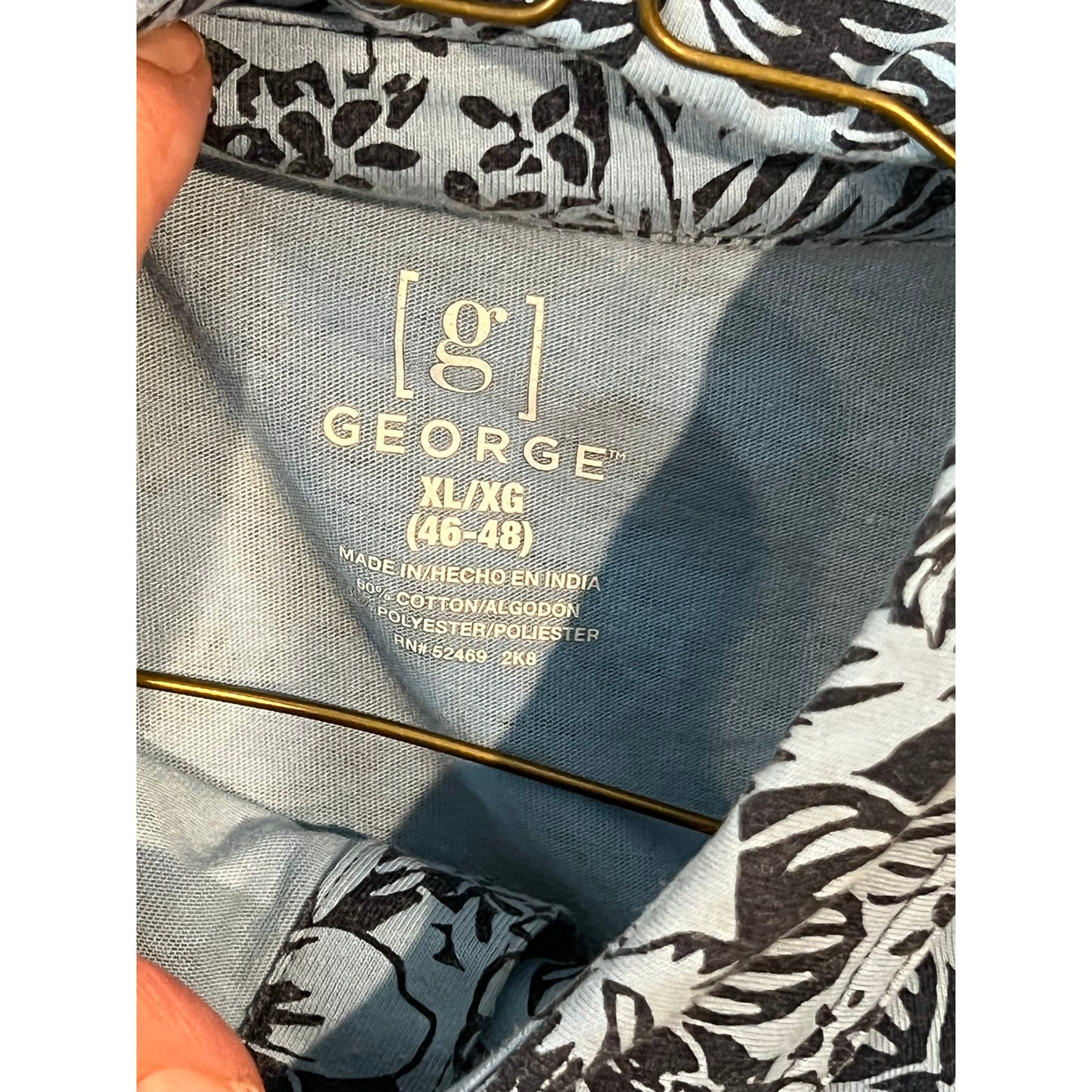 George Tropical Theme Blue Black Hawaiian Shirt Mens XL