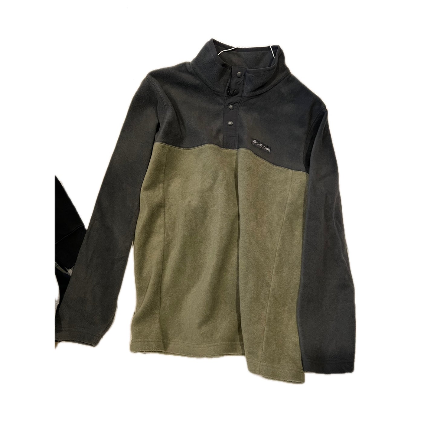 Columbia Black Khaki 1/4 Button Fleece Mens Size L