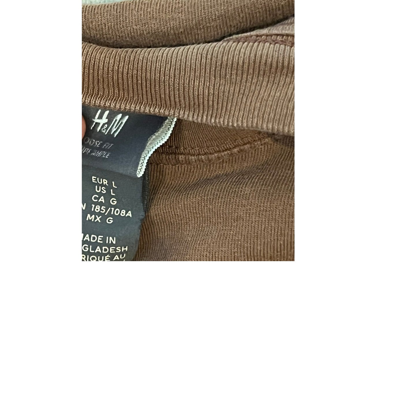 H&M Tectonics Thick Loose Fit Brown T-Shirt Mens L