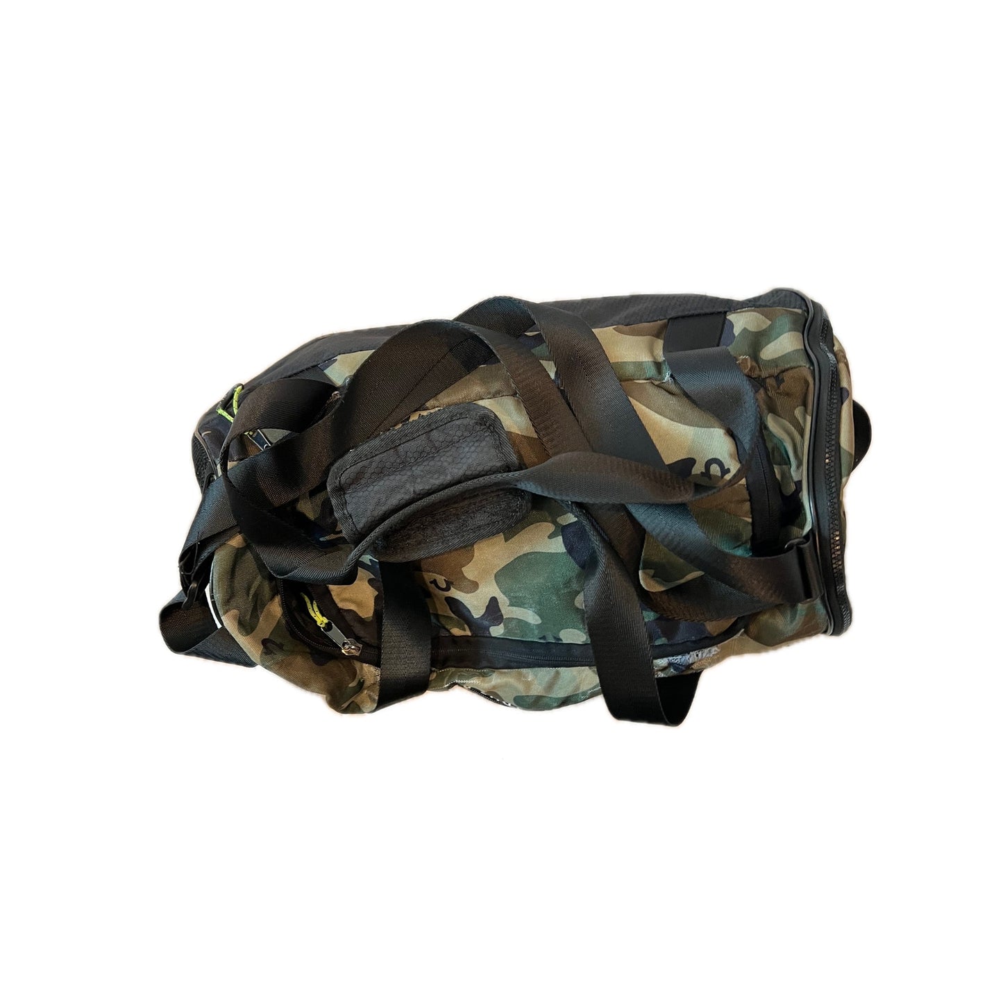 True Religion Green Black Camo Duffel Gym Bag 18"x10"x8"