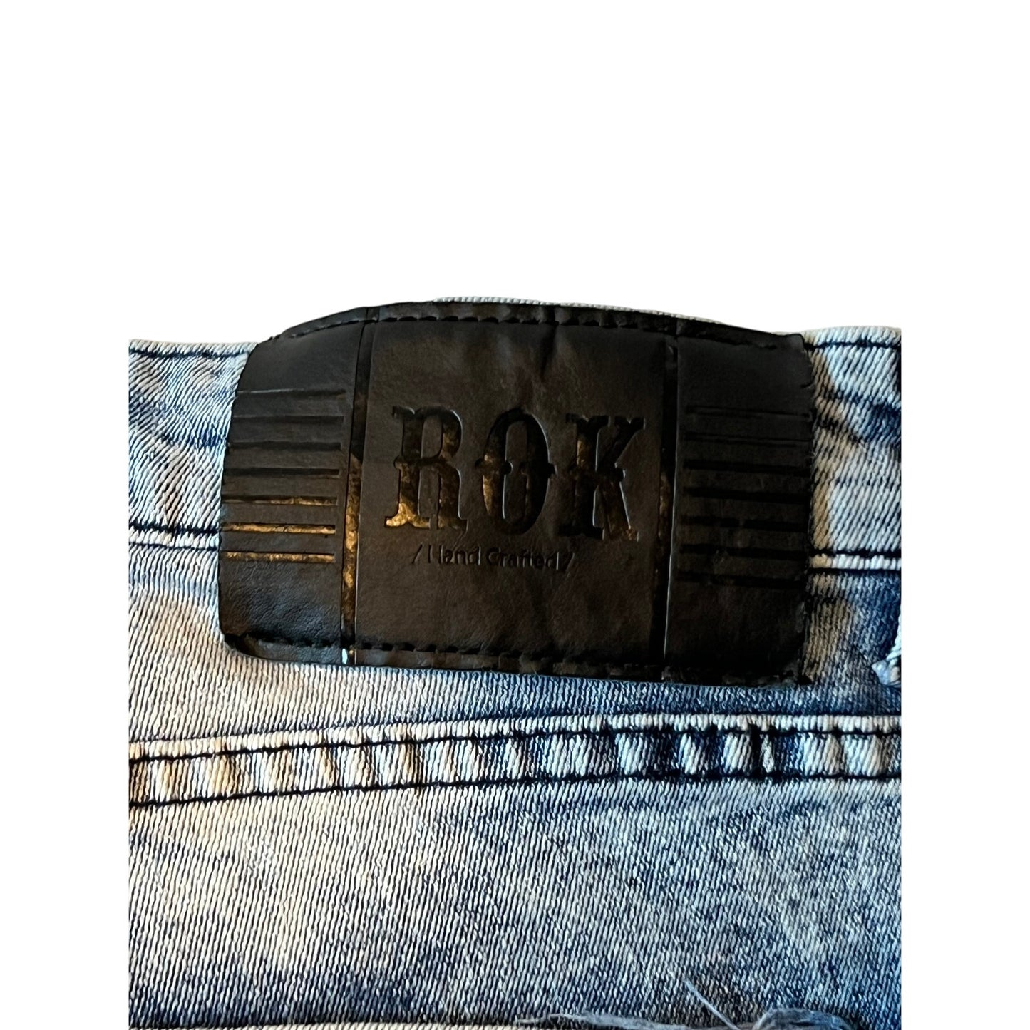 Rock Handcrafted Ribbed Slim Fit Jeans Mens 34x32