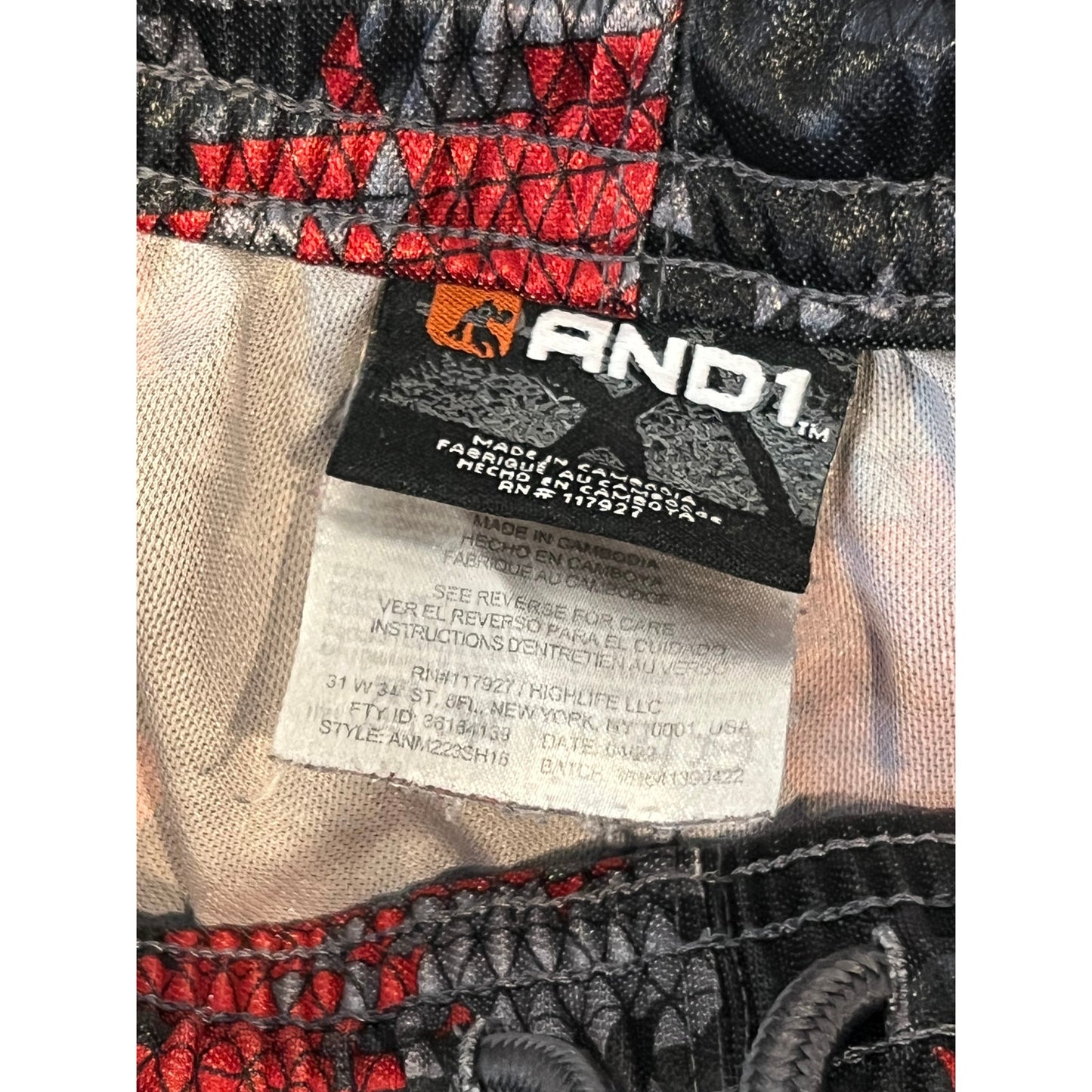 AND1 Red Black Gray Basketball Shorts Mens L