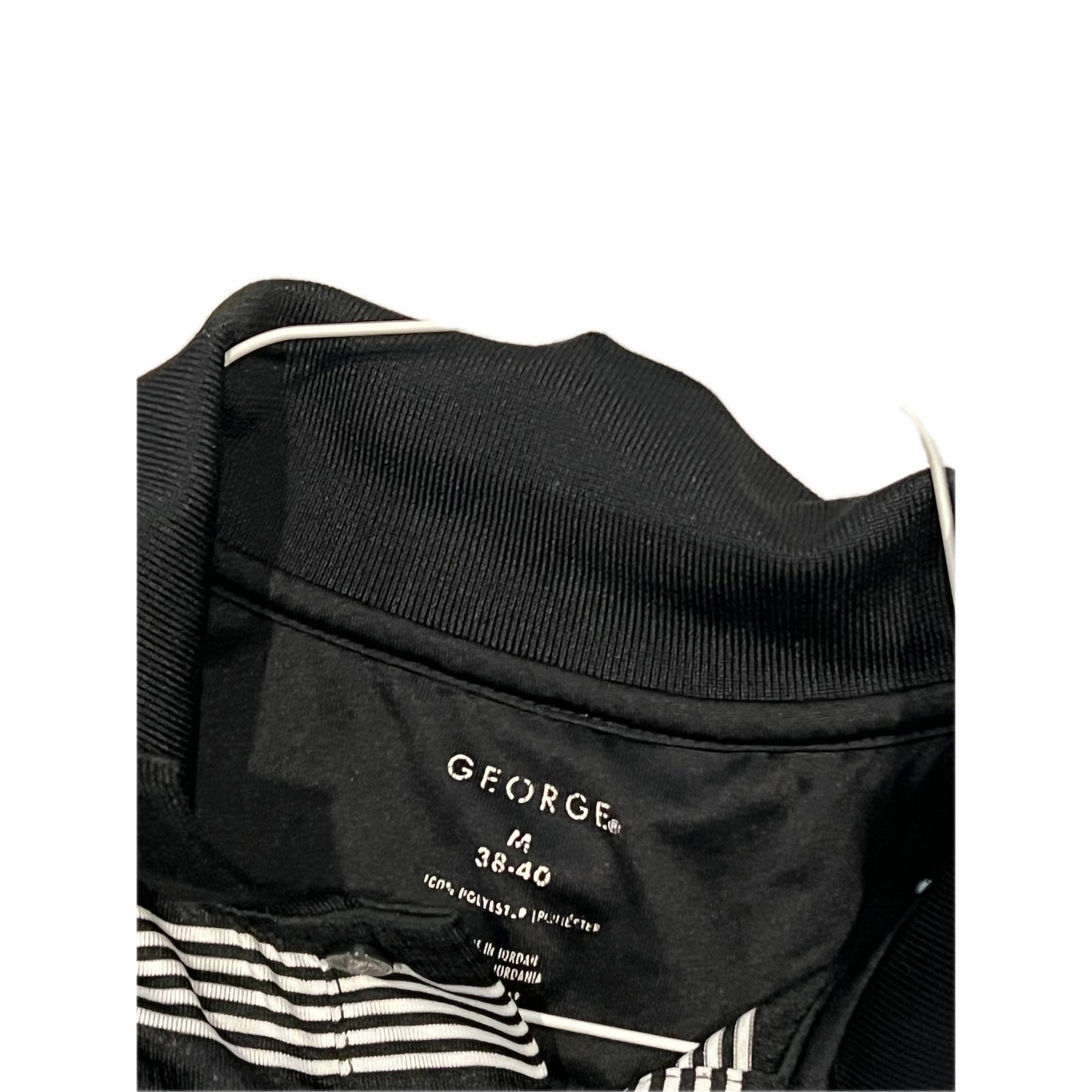 George Black White Stripe Polo Shirt Mens M (38-40)