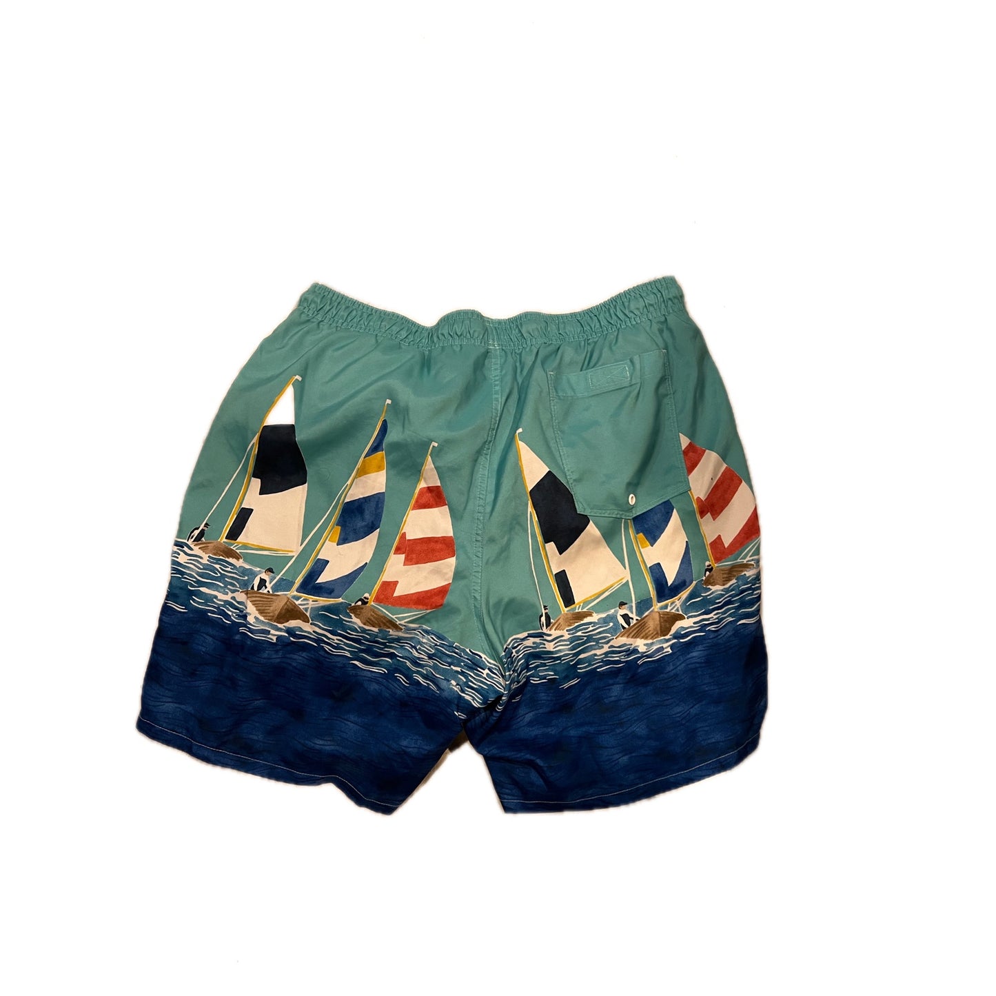Green Sailboat Swim/Surf Shorts Mens XL