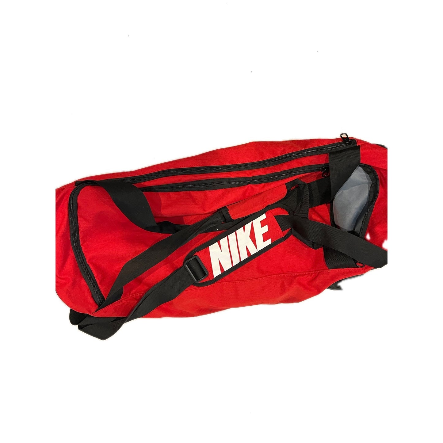 Nike Brasilia 9.5 Red Black Medium 60L Duffel Gym Bag