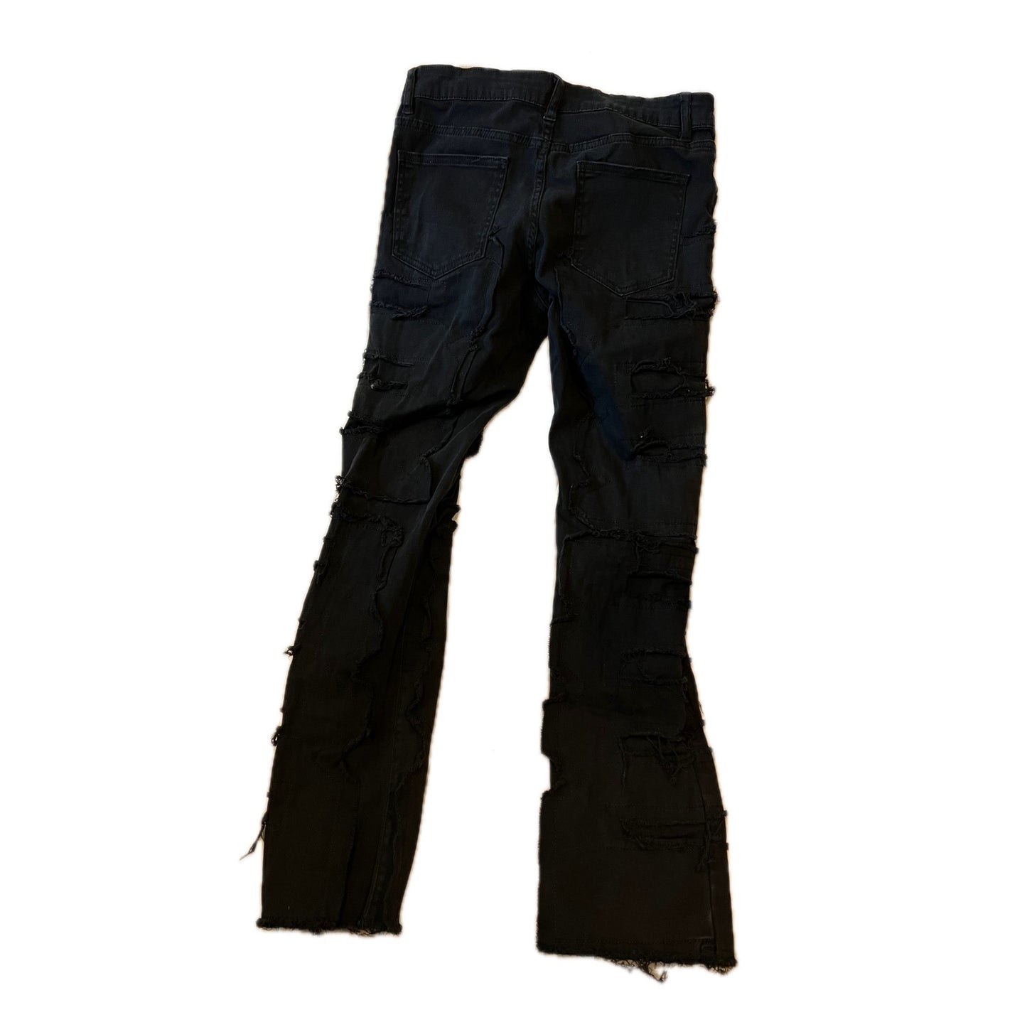 Distressed Denim Black Cargo Streetwear Pants Mens S