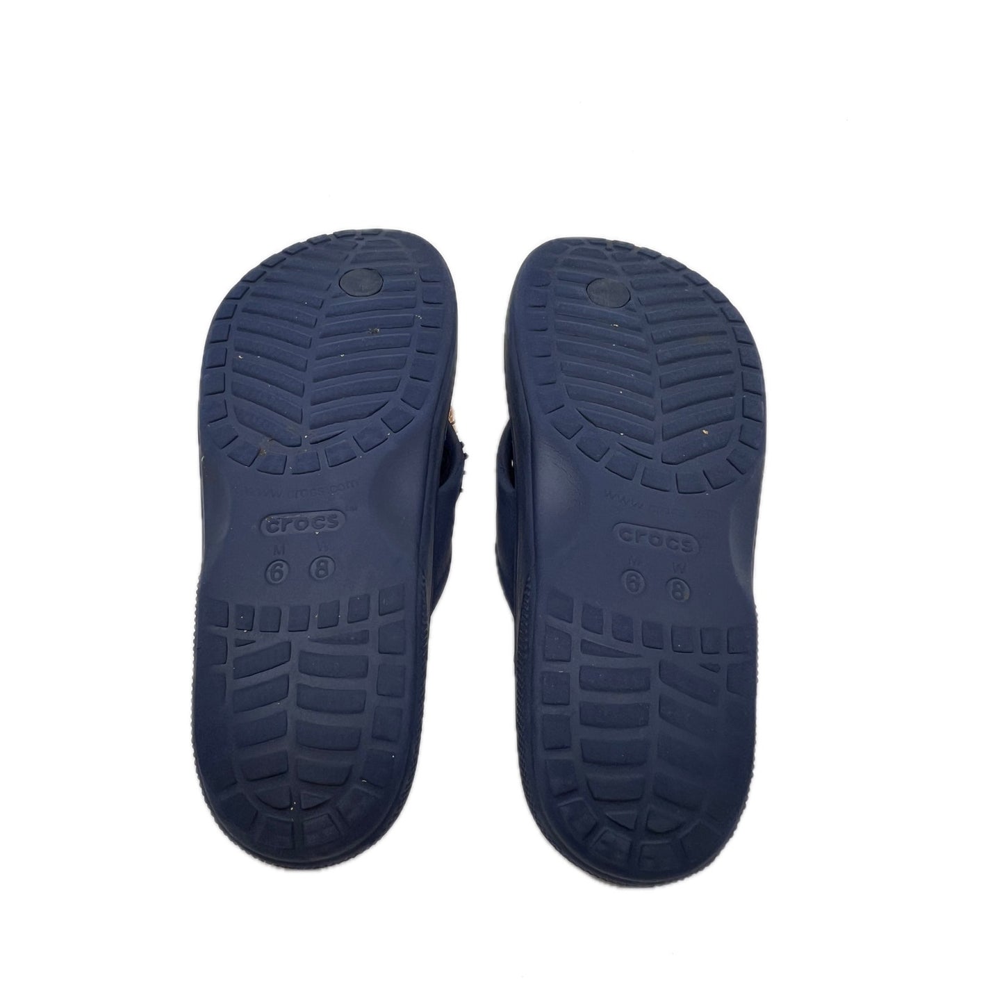 Crocs Blue Slides Flip Flops w/ Jibbitz Men's 6 Womans 8