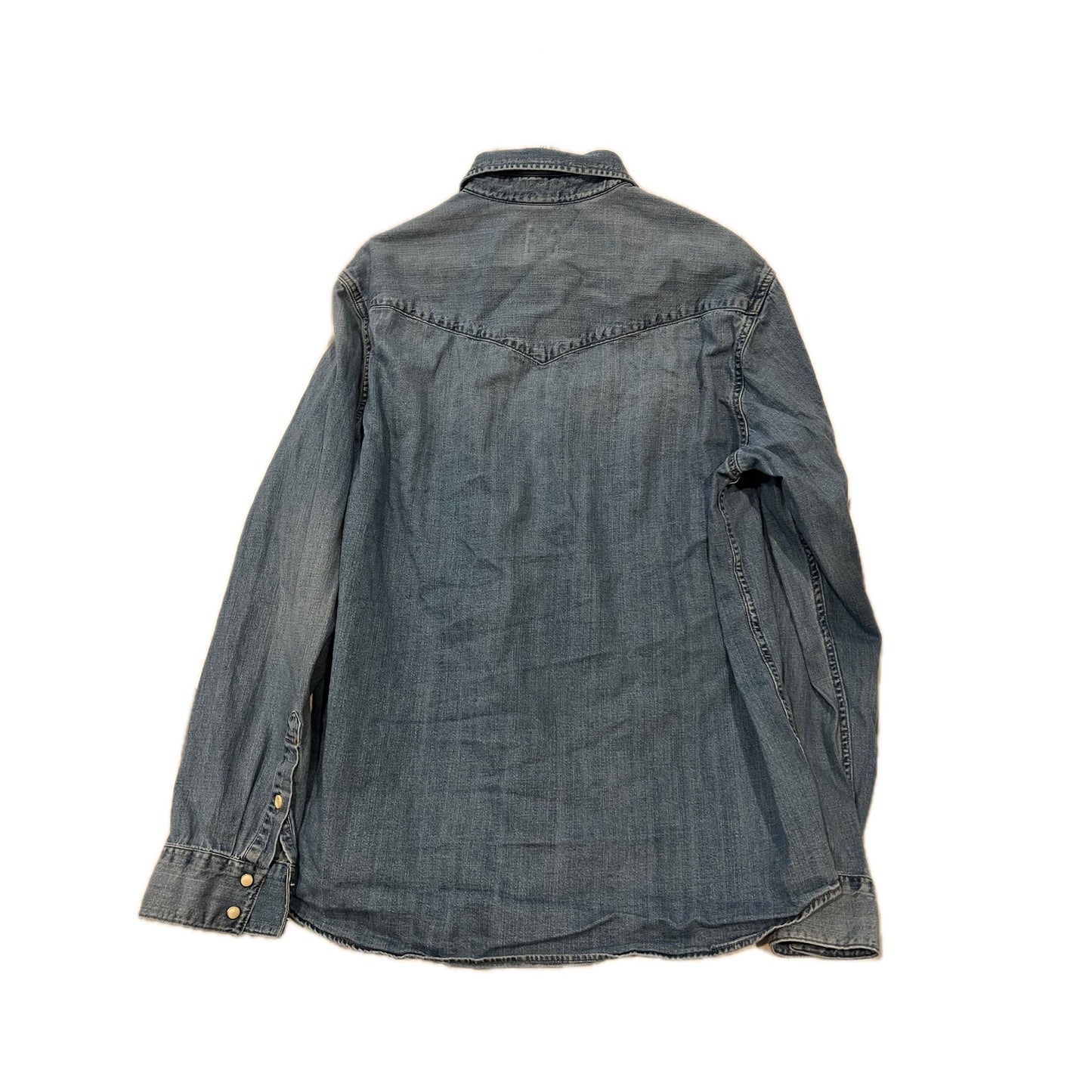 H&M Men's Denim Button-Up Shirt - Wash Blue - Size Large