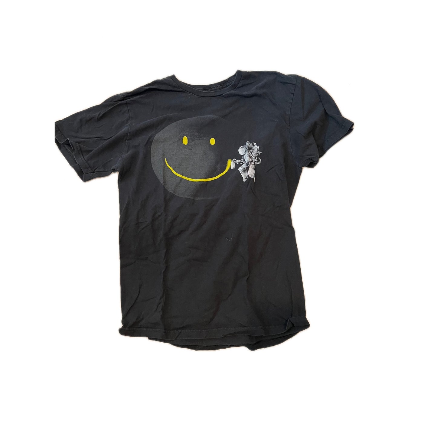Threadless Spaceman Tagging Smiley Black T-Shirt Mens M