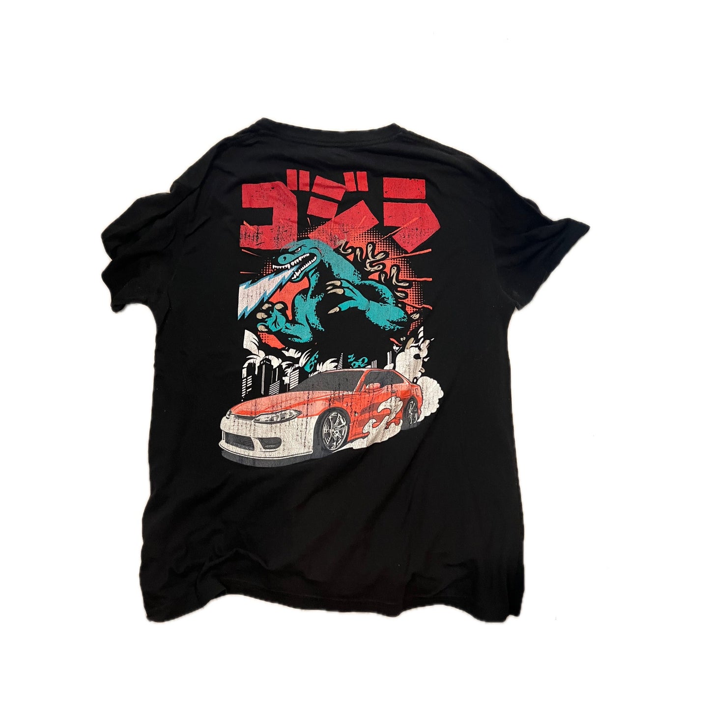 Launder Godzilla Racing Black TShirt Mens L