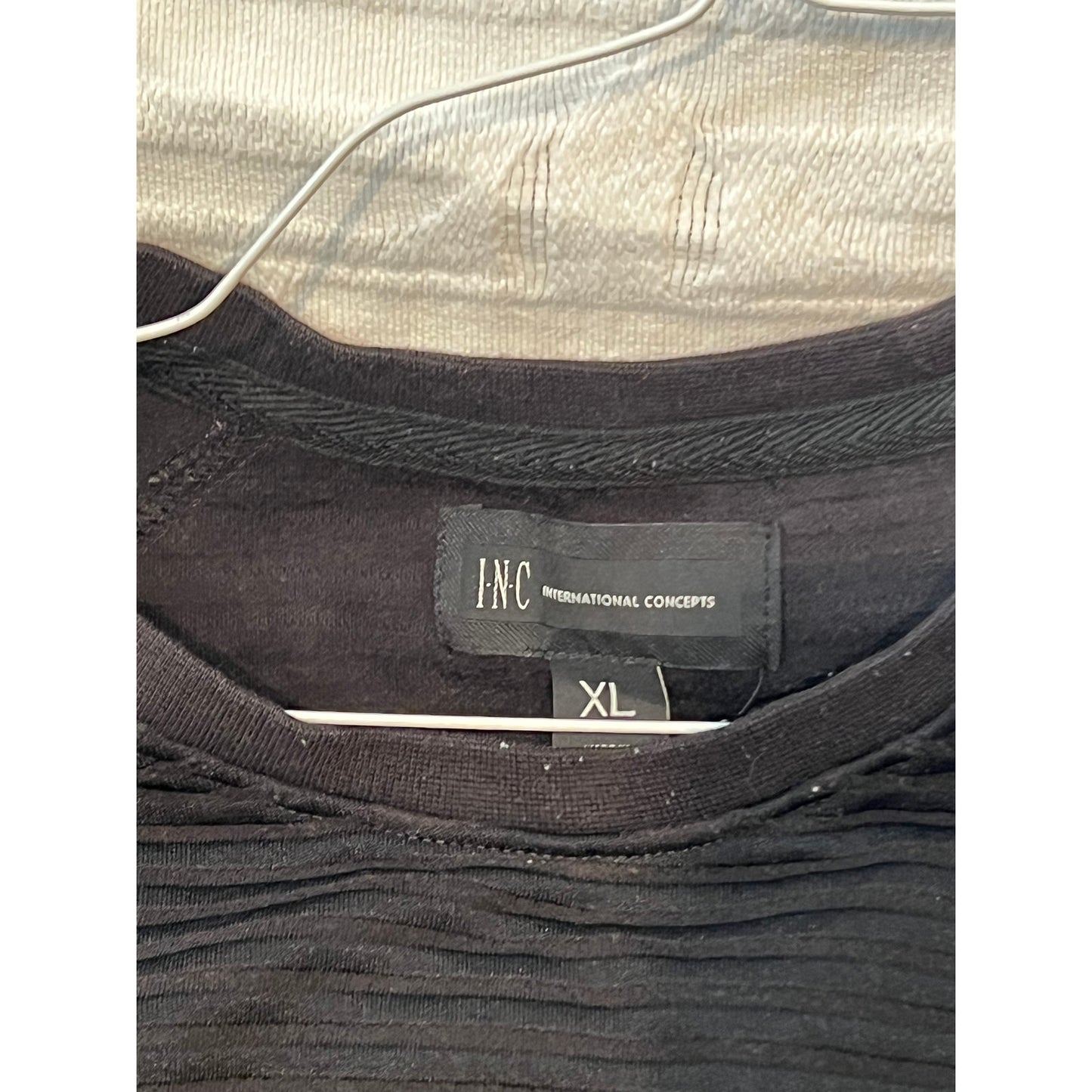 Chemise Ras-du-cou côtelée noire INC International Concepts pour homme, taille XL