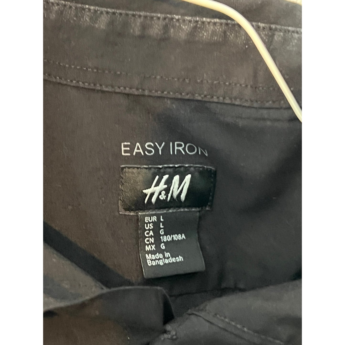 Camisa abotonada H&M - Fácil planchado Negra - Talla Grande