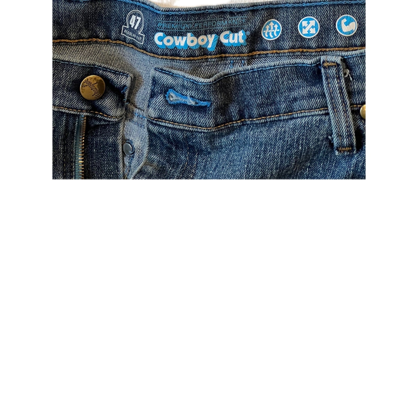 Wrangler 47 Regular Fit Cowboy Cut Blue Jeans Mens 40x36