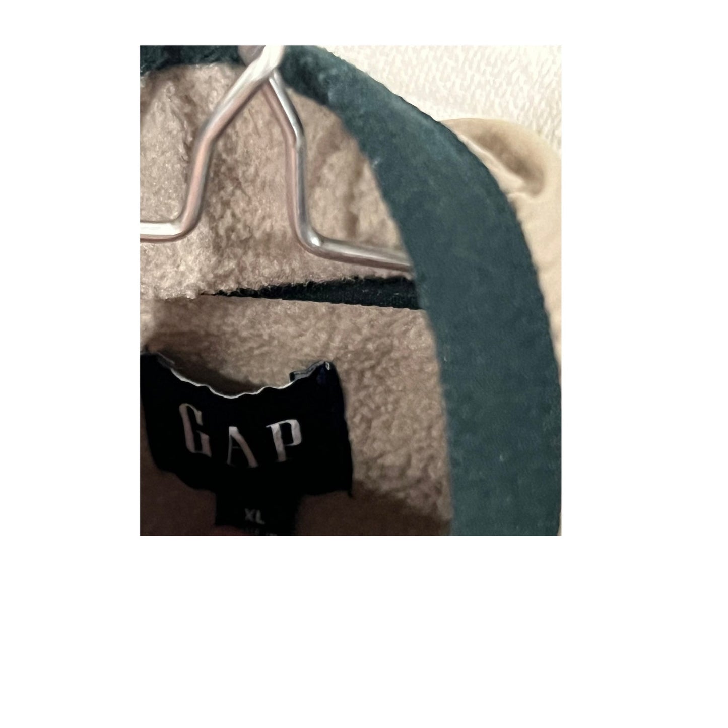 Gap 1/4 Cremallera Beige Crema Ribete Azul Forro Polar Hombre XL