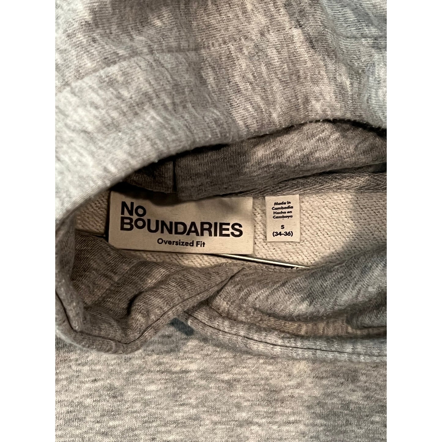 Sudadera con capucha grande de punto gris No Boundaries para hombre, talla pequeña