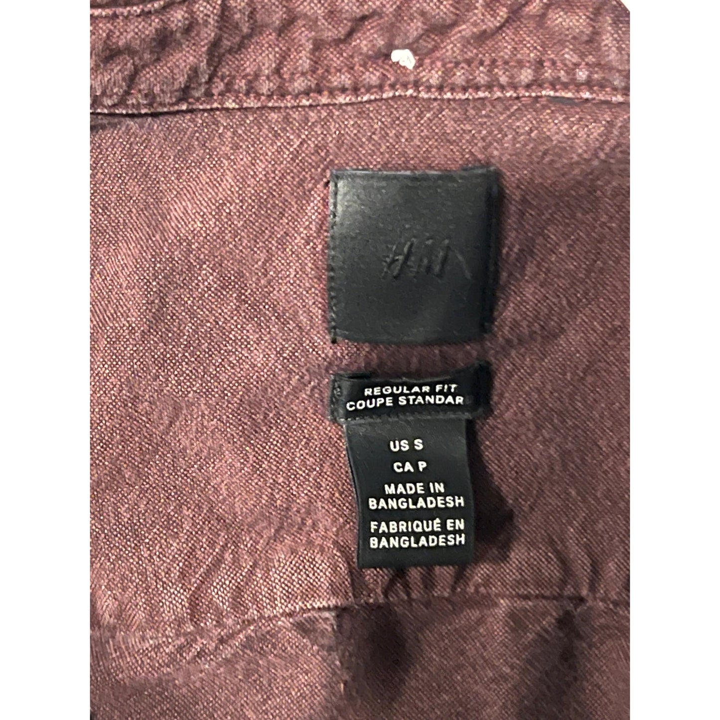 Chemise boutonnée à manches longues bordeaux H&M homme taille S