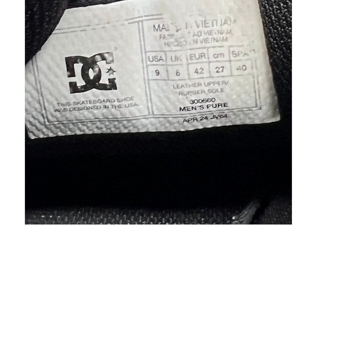 DC Pure Black Sneakers Skate Mens Size 9