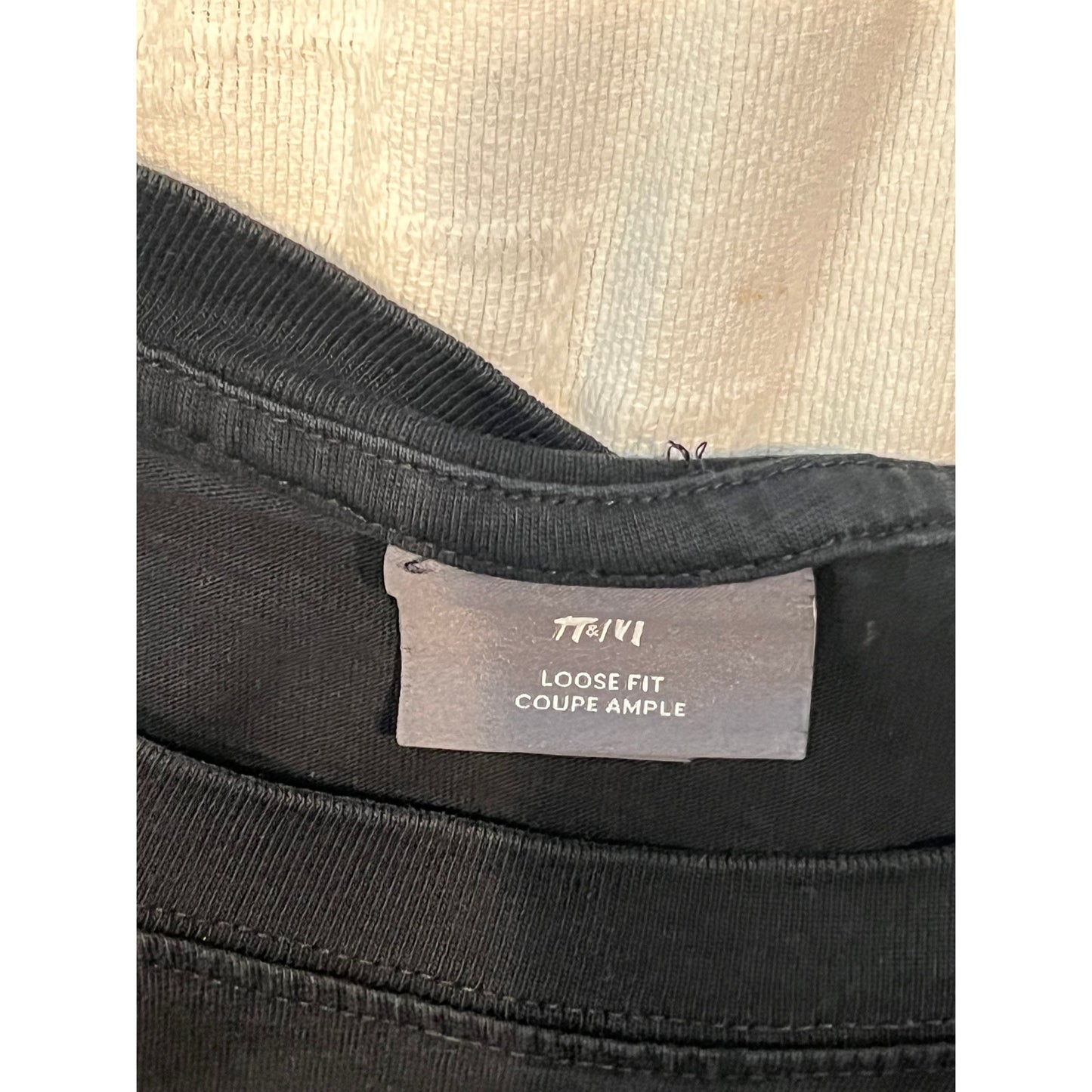 H&M La Brea Thick Loose Fit Black T-Shirt Mens L