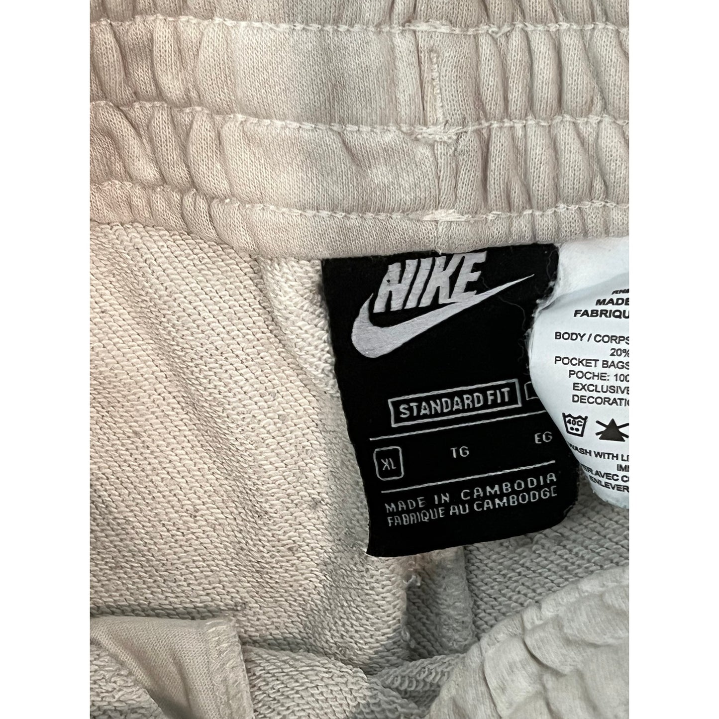 Short de survêtement Nike coquille d'œuf/blanc, taille XL pour femme