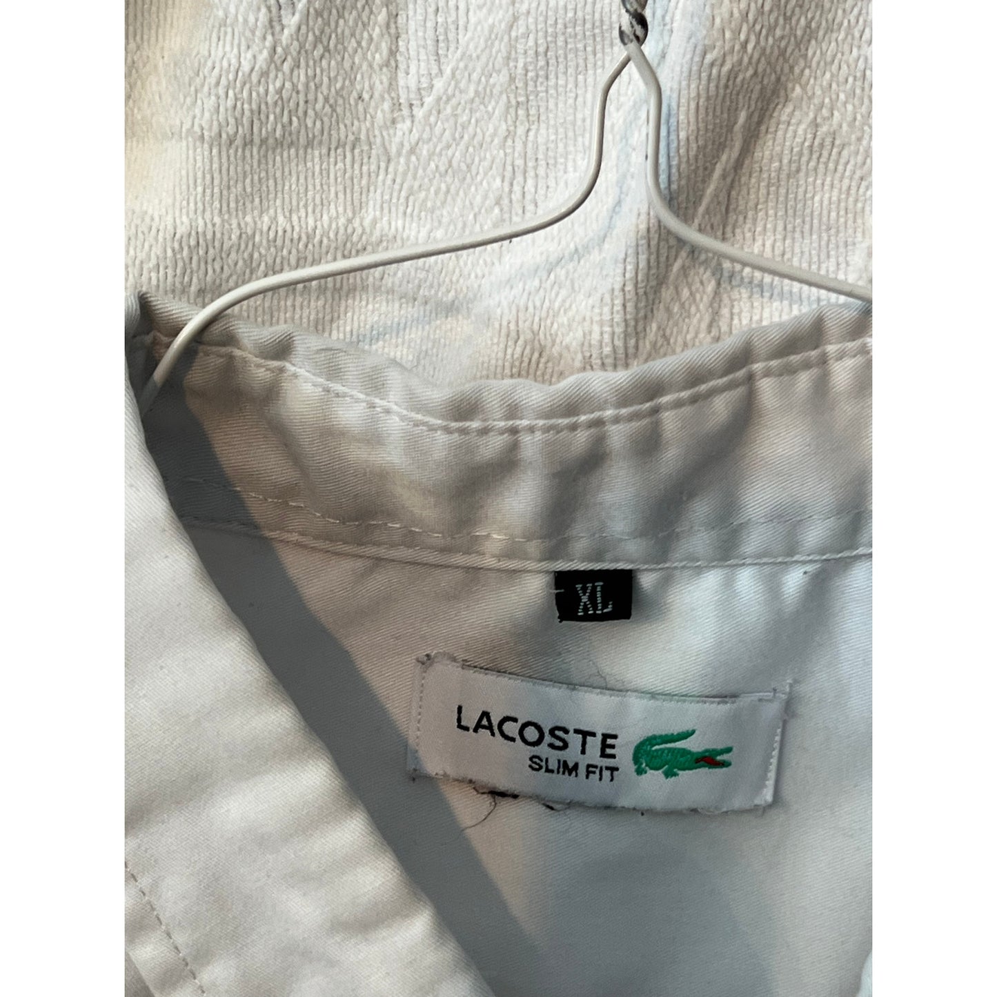 Lacoste Slim Fit White Button Down Dress Shirt Womans XL