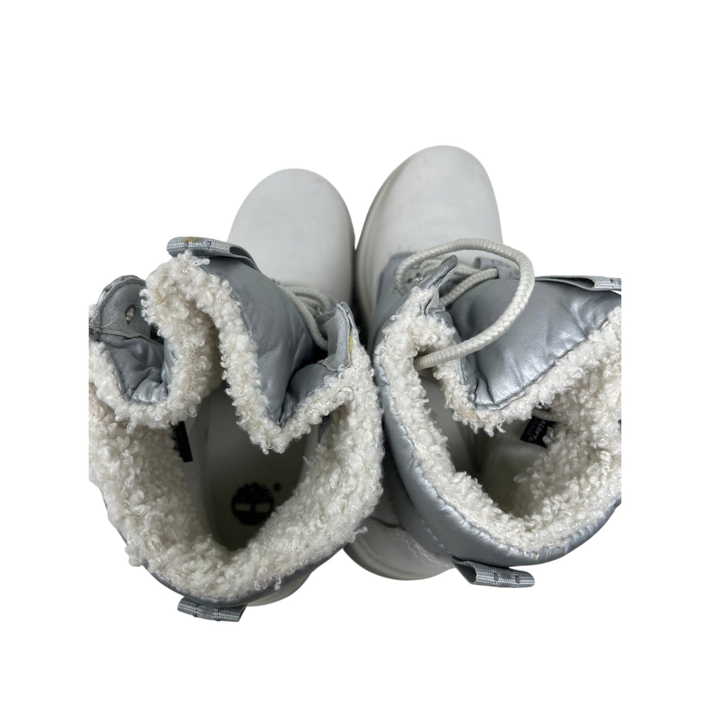 Timberland High Boot 6" Puffer White Silver Boots Womans 6.5