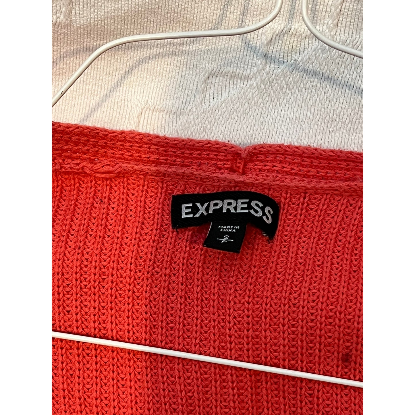 Express V Neck Peach Orange Cableknit Sweater Womans Small