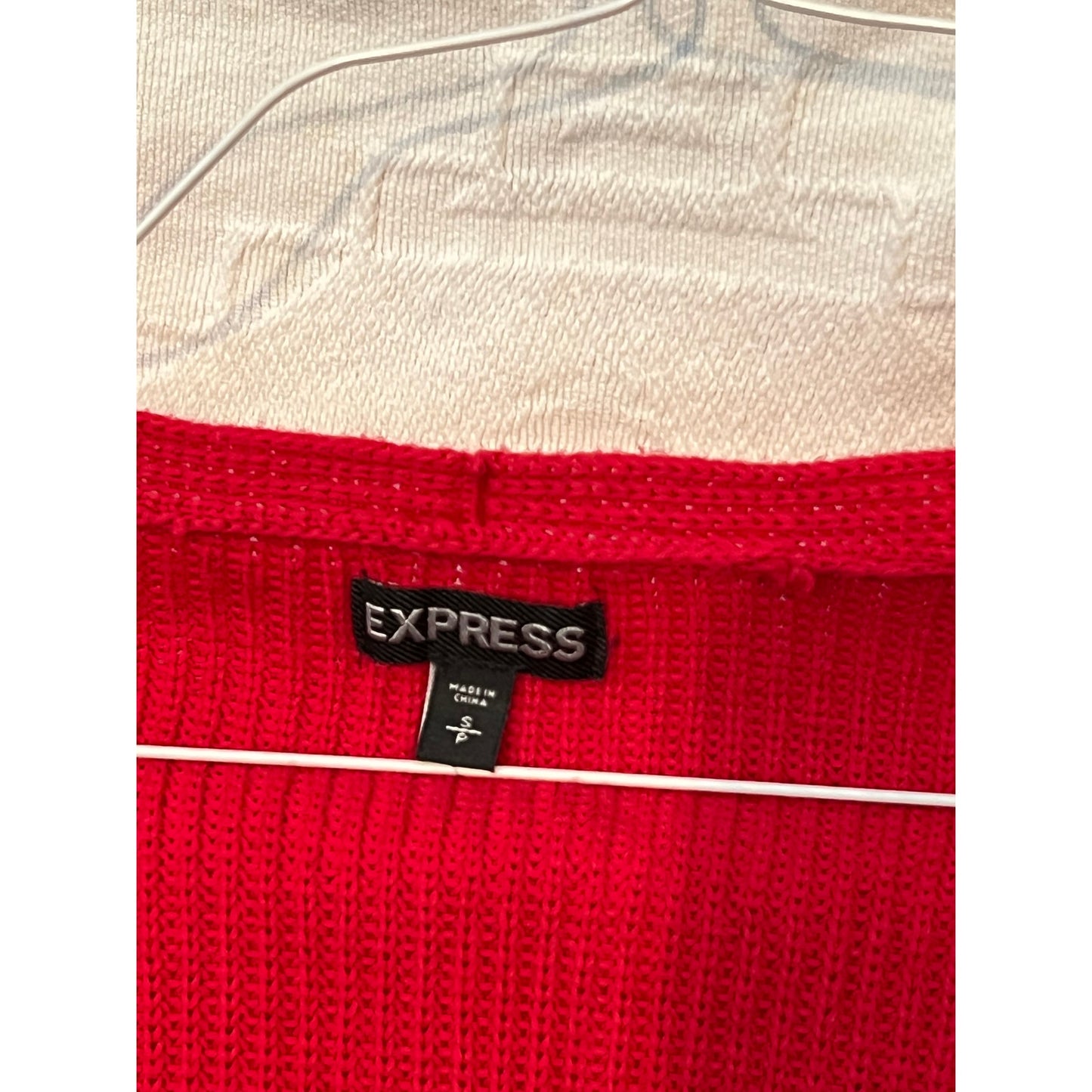 Express V Neck Red Orange Cableknit Sweater Womans Small