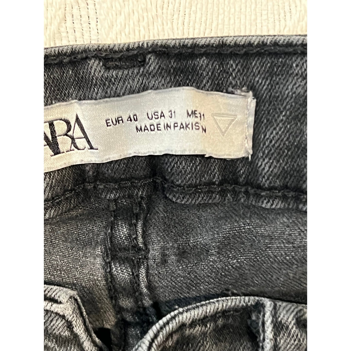 Zara Skinny Fit Black Cargo Jeans Mens 31x28