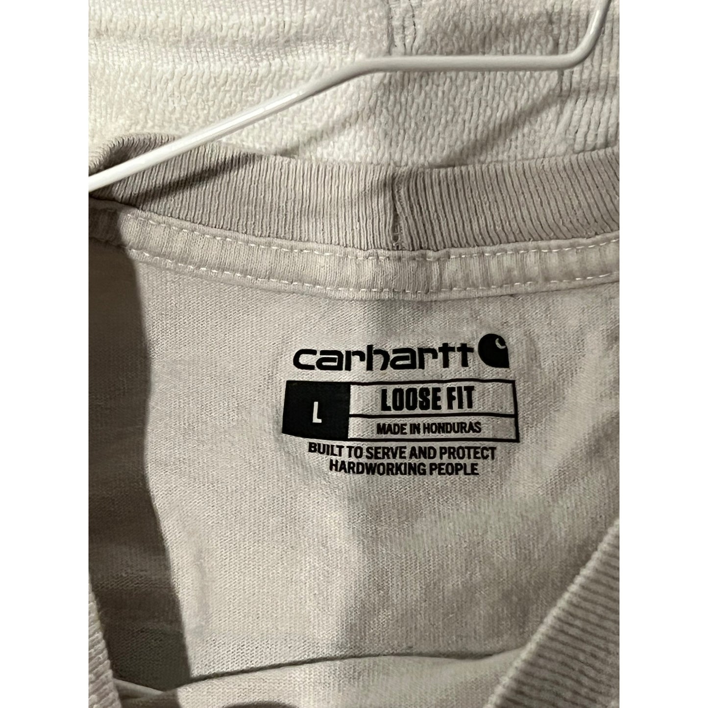 Camiseta Carhartt Blanca de Manga Larga con Bolsillo, Ajuste Holgado, Talla Grande para Hombre