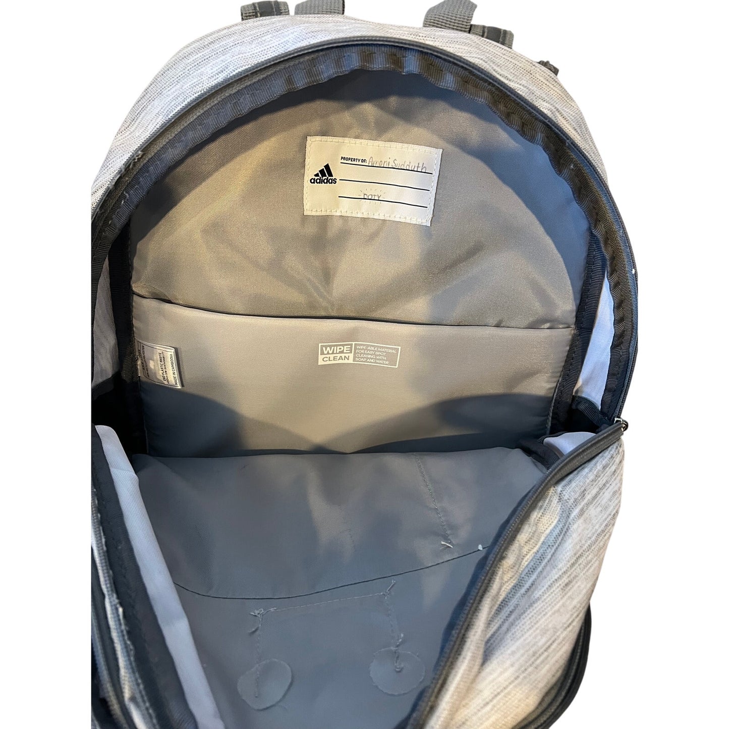 Adidas White Gray Defender Backpack w Padded Sleeve