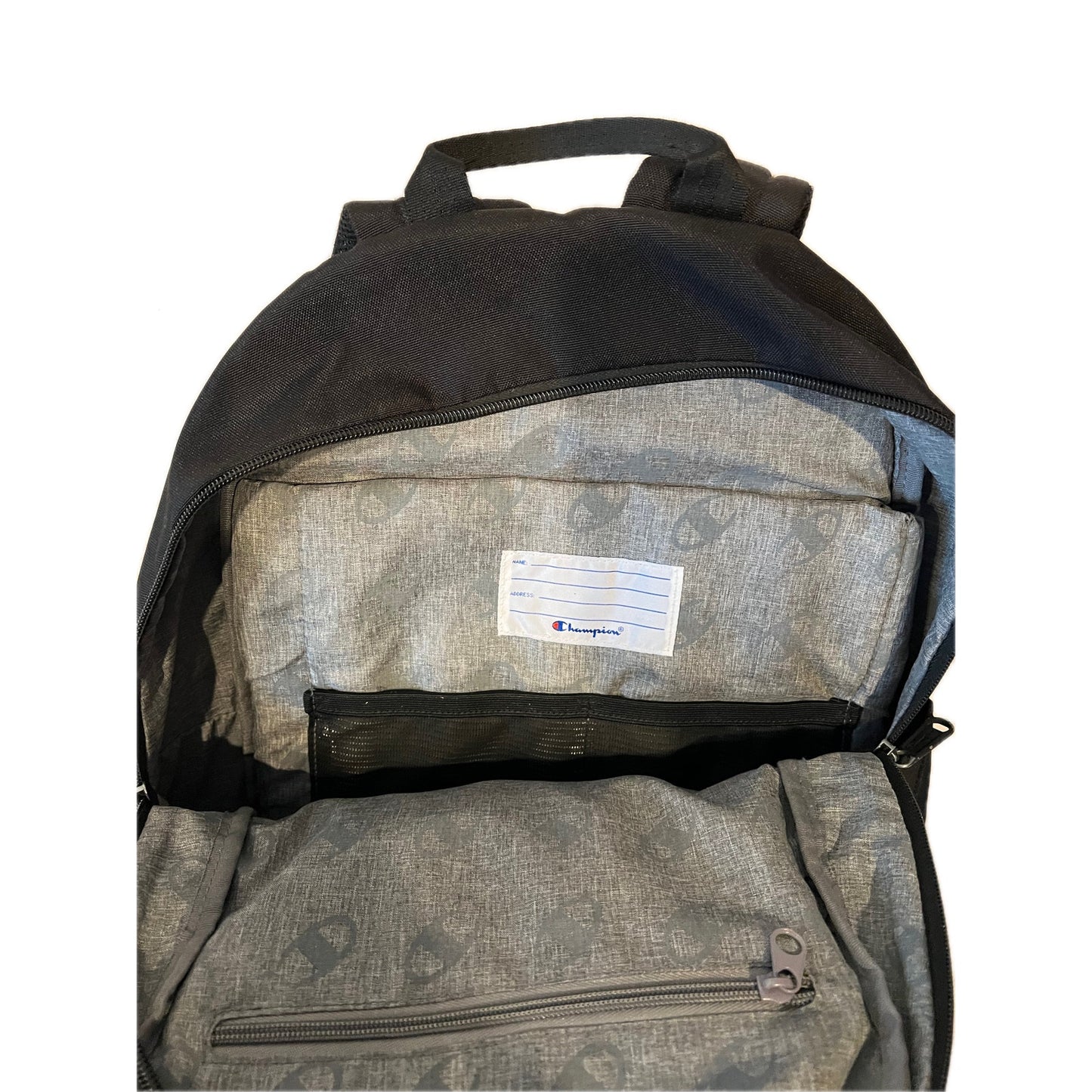 Champion Daily Black Gray Logo Backpack