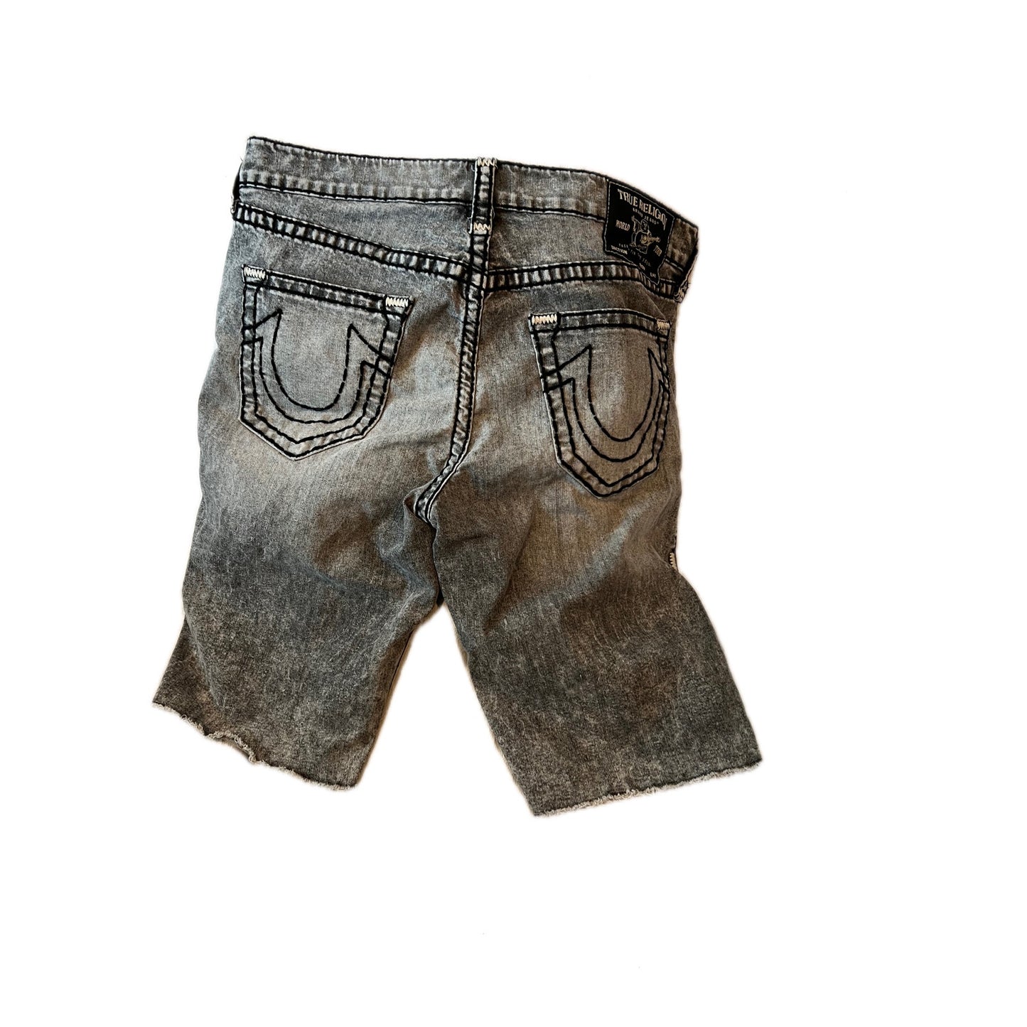 True Religion Rocco Relaxed Straight Black Jean Shorts W36