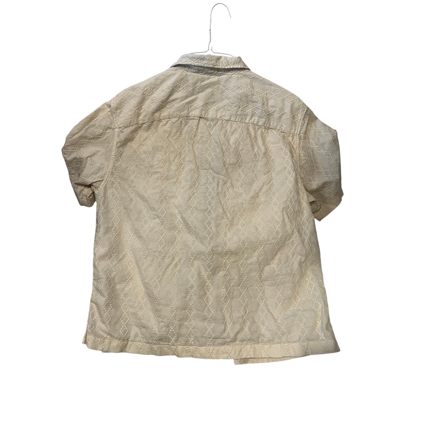 American Eagle Beige Light Short Sleeve Button Shirt Mens M