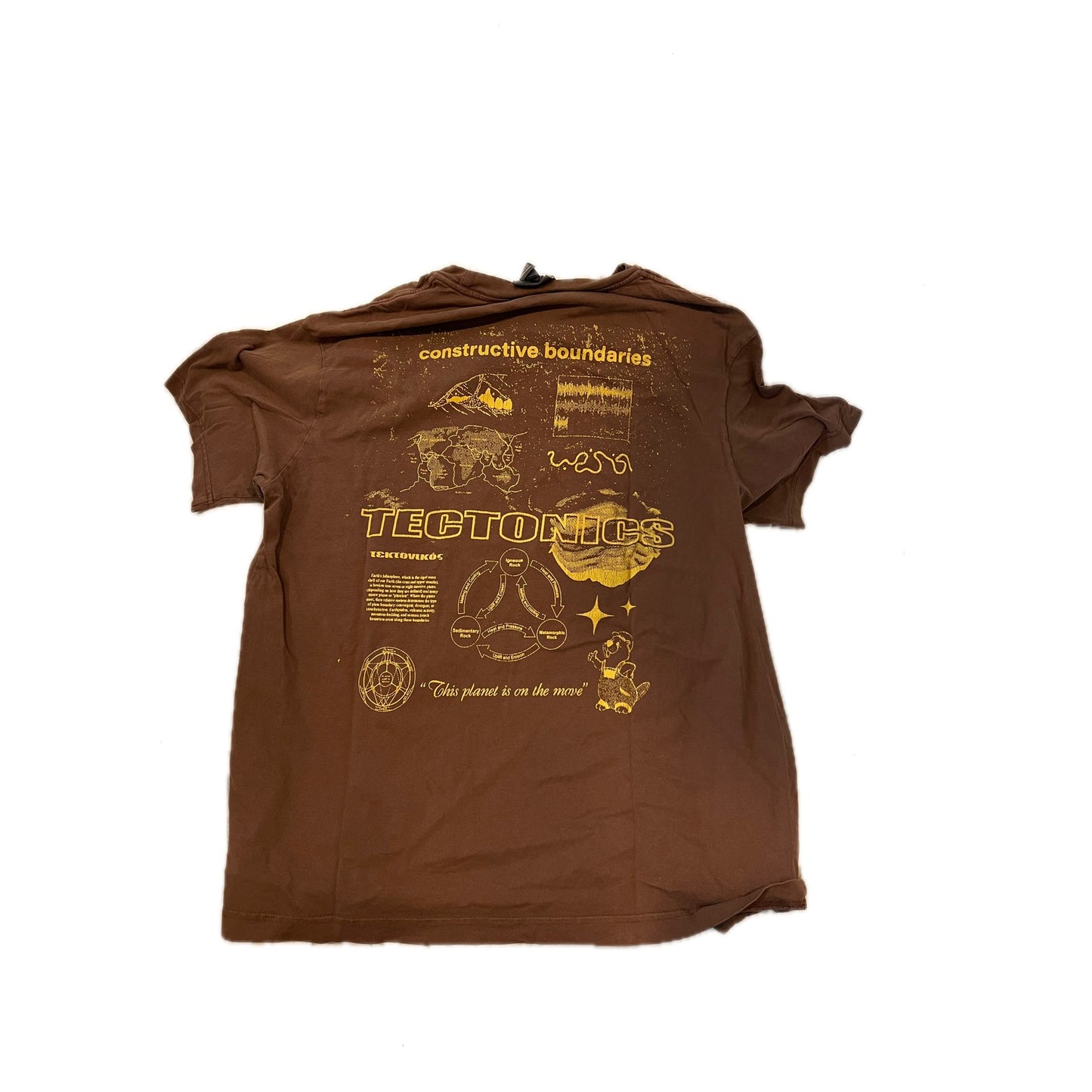 H&M Tectonics Thick Loose Fit Brown T-Shirt Mens L