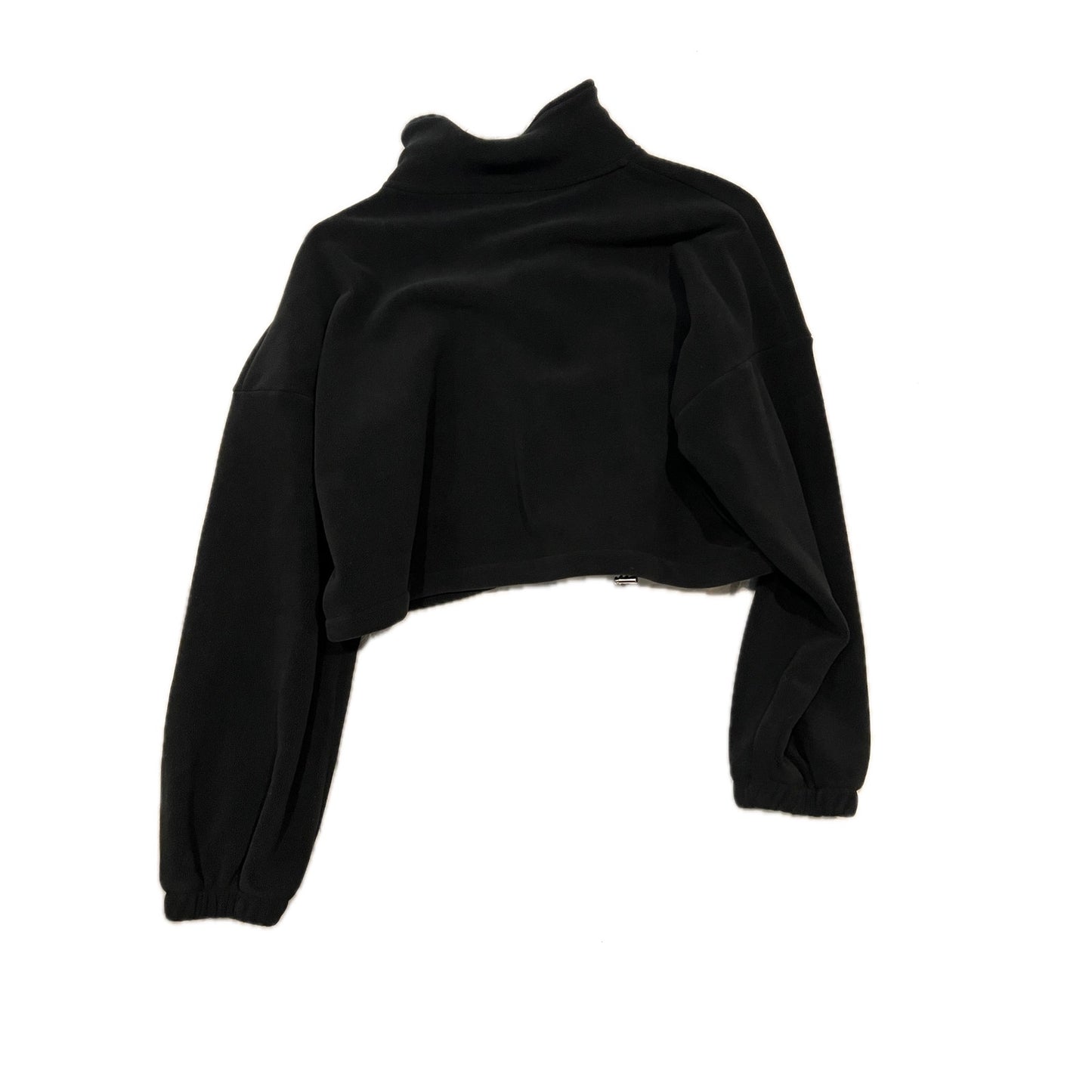 Qinsen Black Cropped Quarter-Zip Pullover - Womans Size S