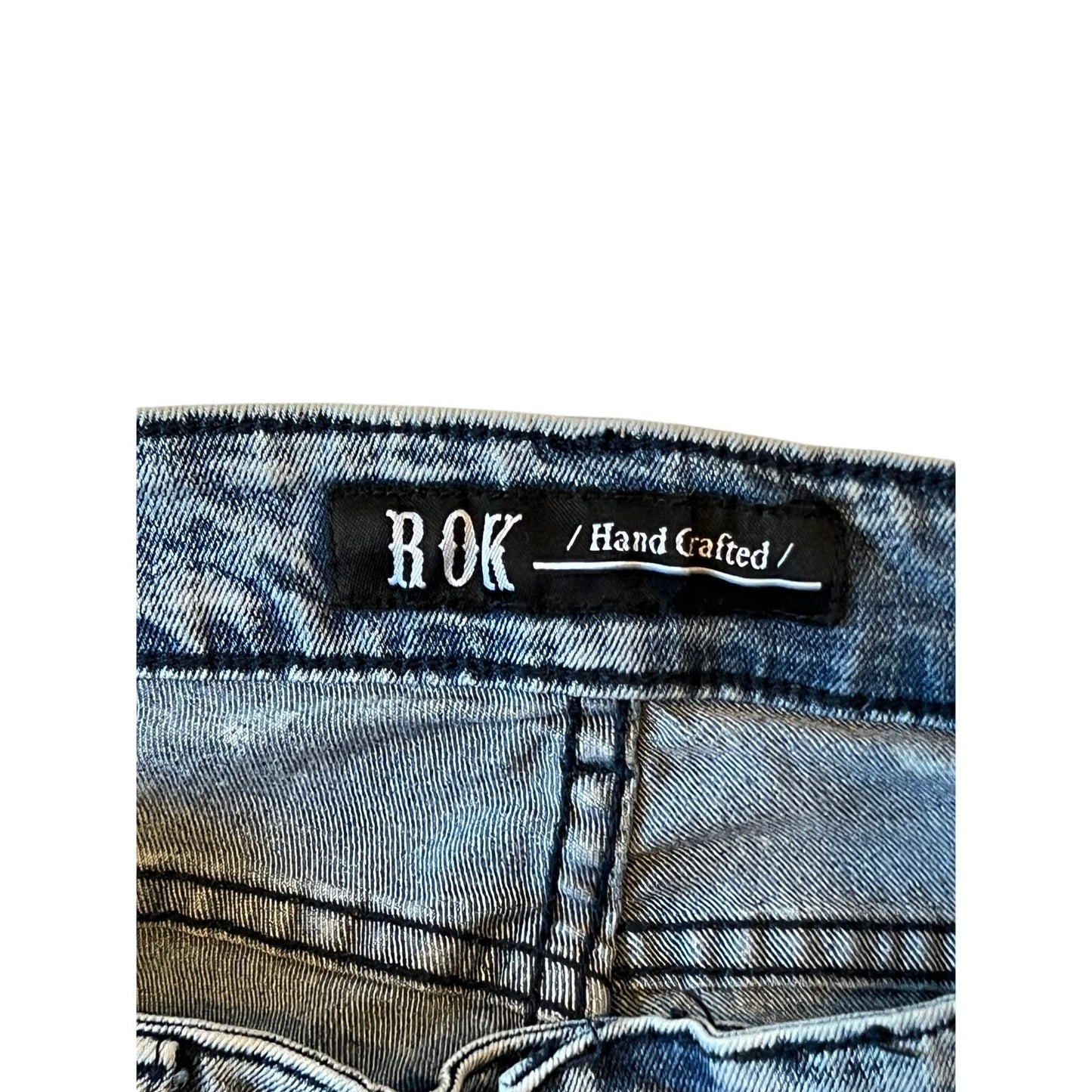 Rock Handcrafted Ribbed Slim Fit Jeans Mens 34x32