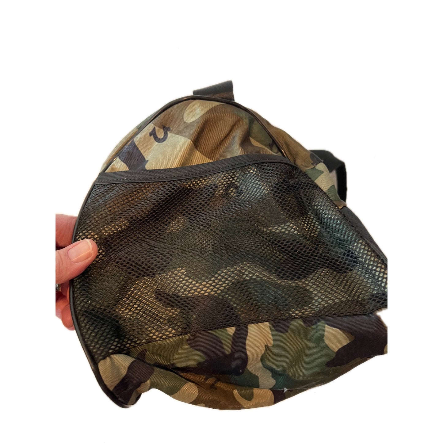 True Religion Green Black Camo Duffel Gym Bag 18"x10"x8"
