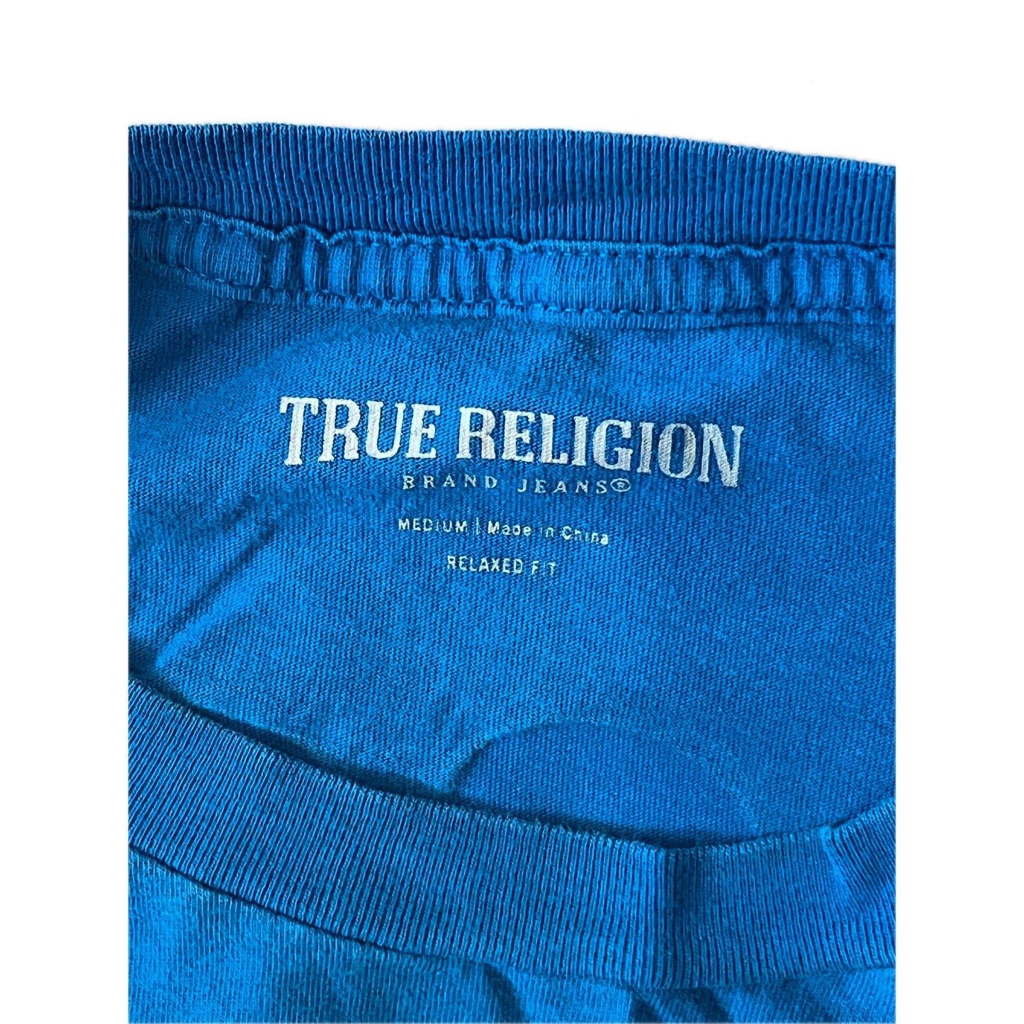 True Religion Blue MF Good Jeans Graphic Tee Shirt Mens M