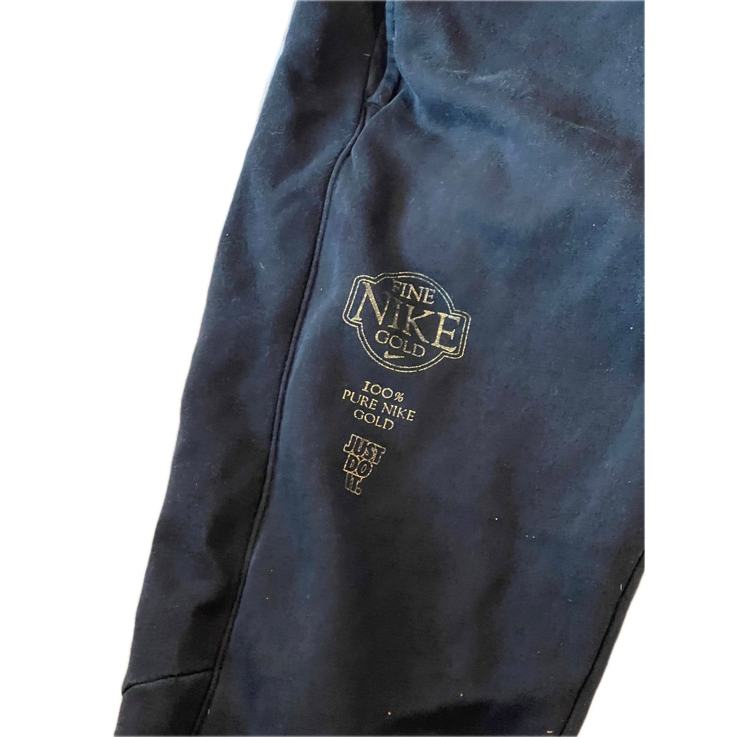 Nike 100% Gold Black Cuffed Leg Sweatpants Joggers Mens M