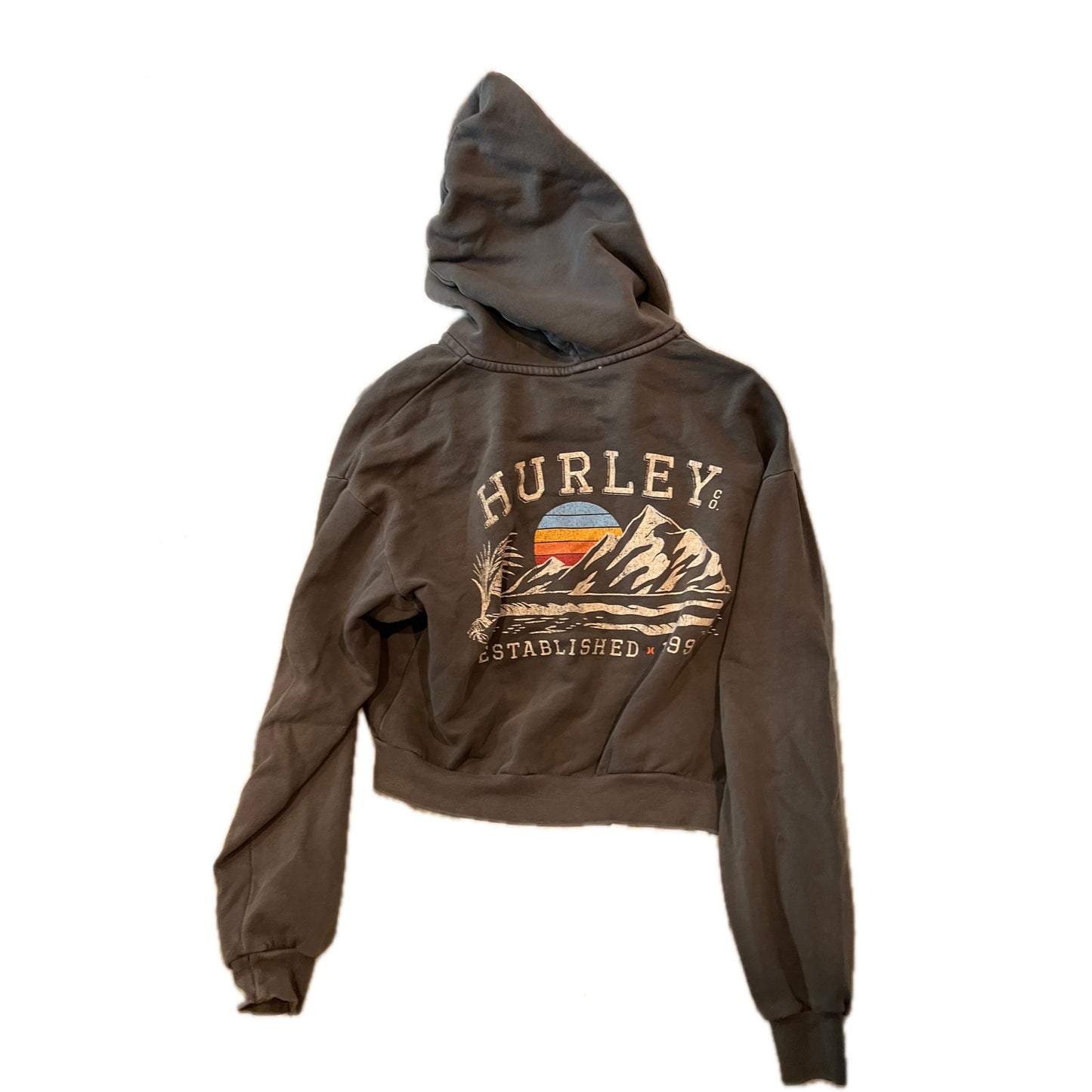 Hurley Cropped Gray Beige Pullover Hoodie Womans XS