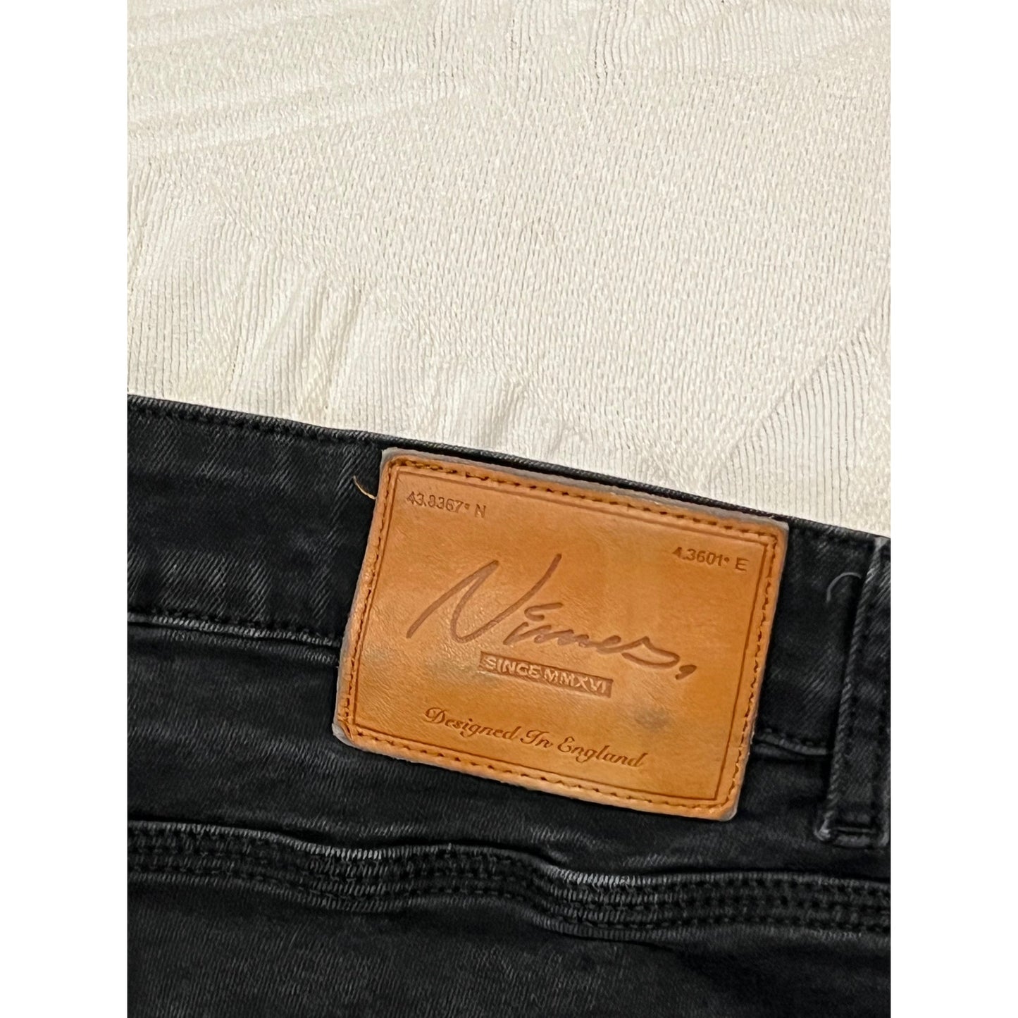 Nimes Vaqueros Slim Negros con Bragueta de Botones para Hombre 30x30