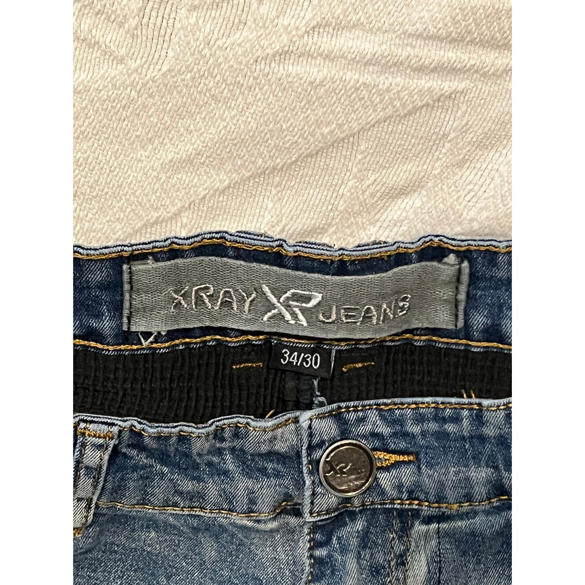 Xray Ribbed Distressed Tapered Blue Jeans 34x30